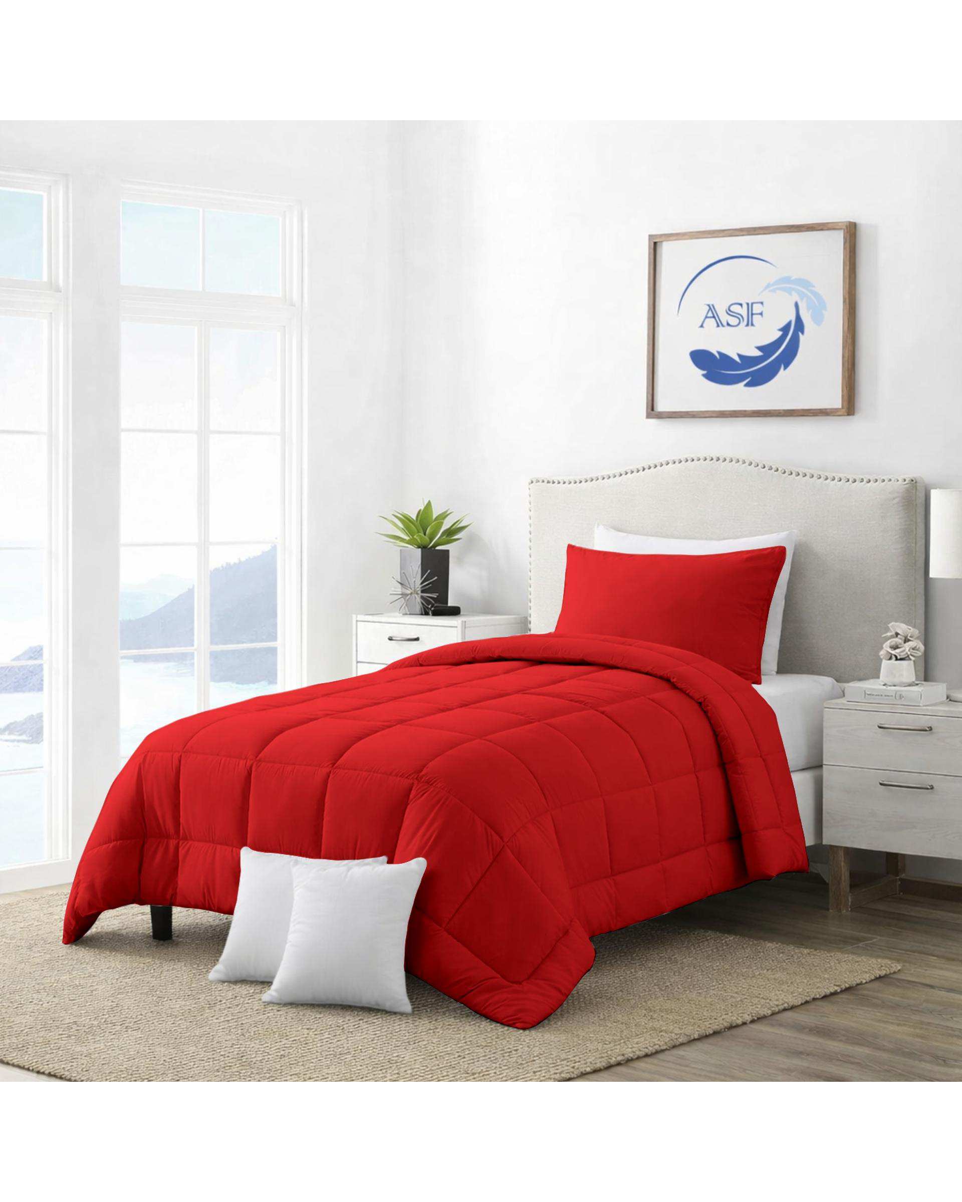 سرویس لحاف روتختی مینیمال تک نفره 6 تکه عرض 120 قرمز ای اس اف ASF مدل BOX LINE