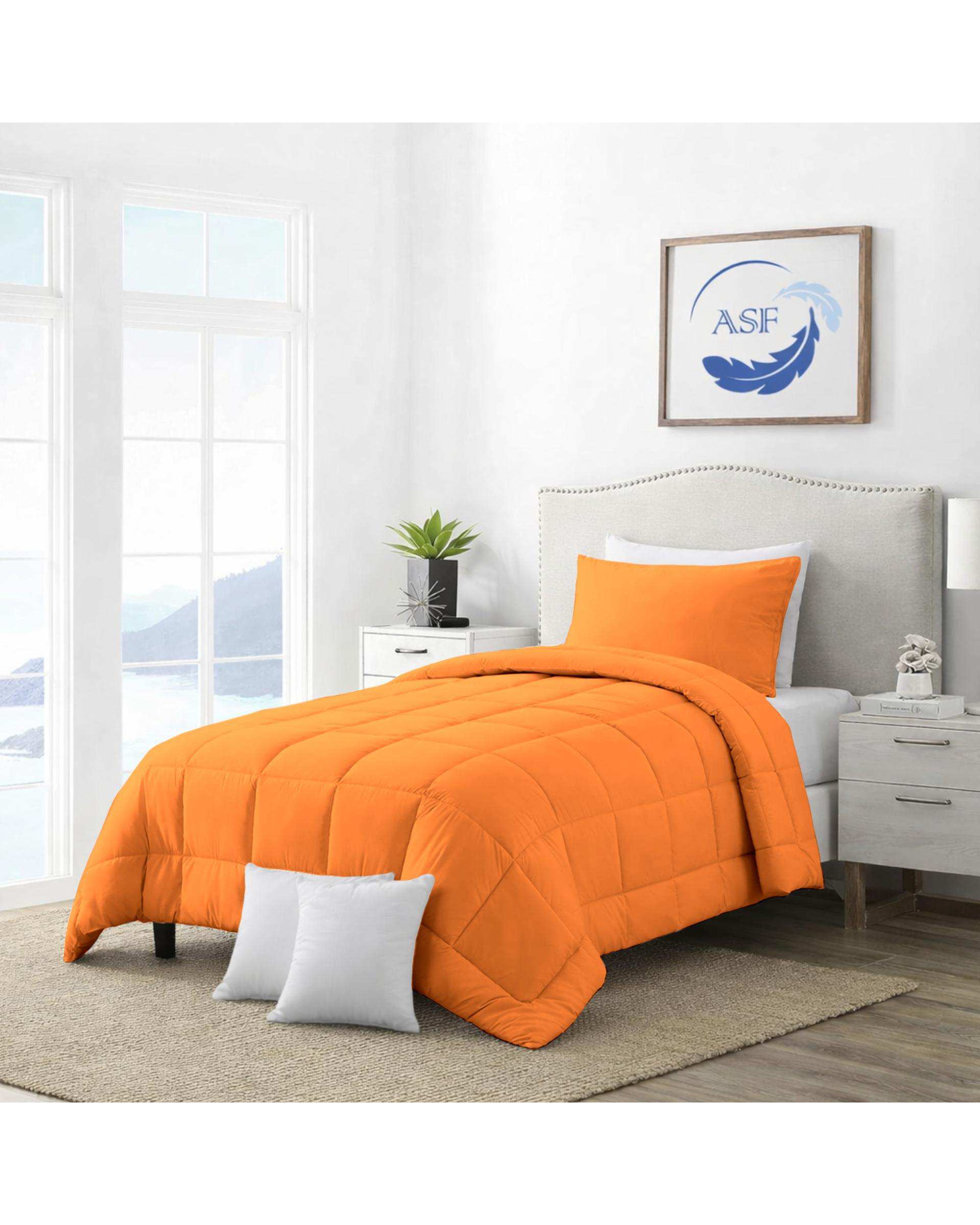 سرویس لحاف روتختی مینیمال تک نفره 6 تکه عرض 120 نارنجی ای اس اف ASF مدل BOX LINE