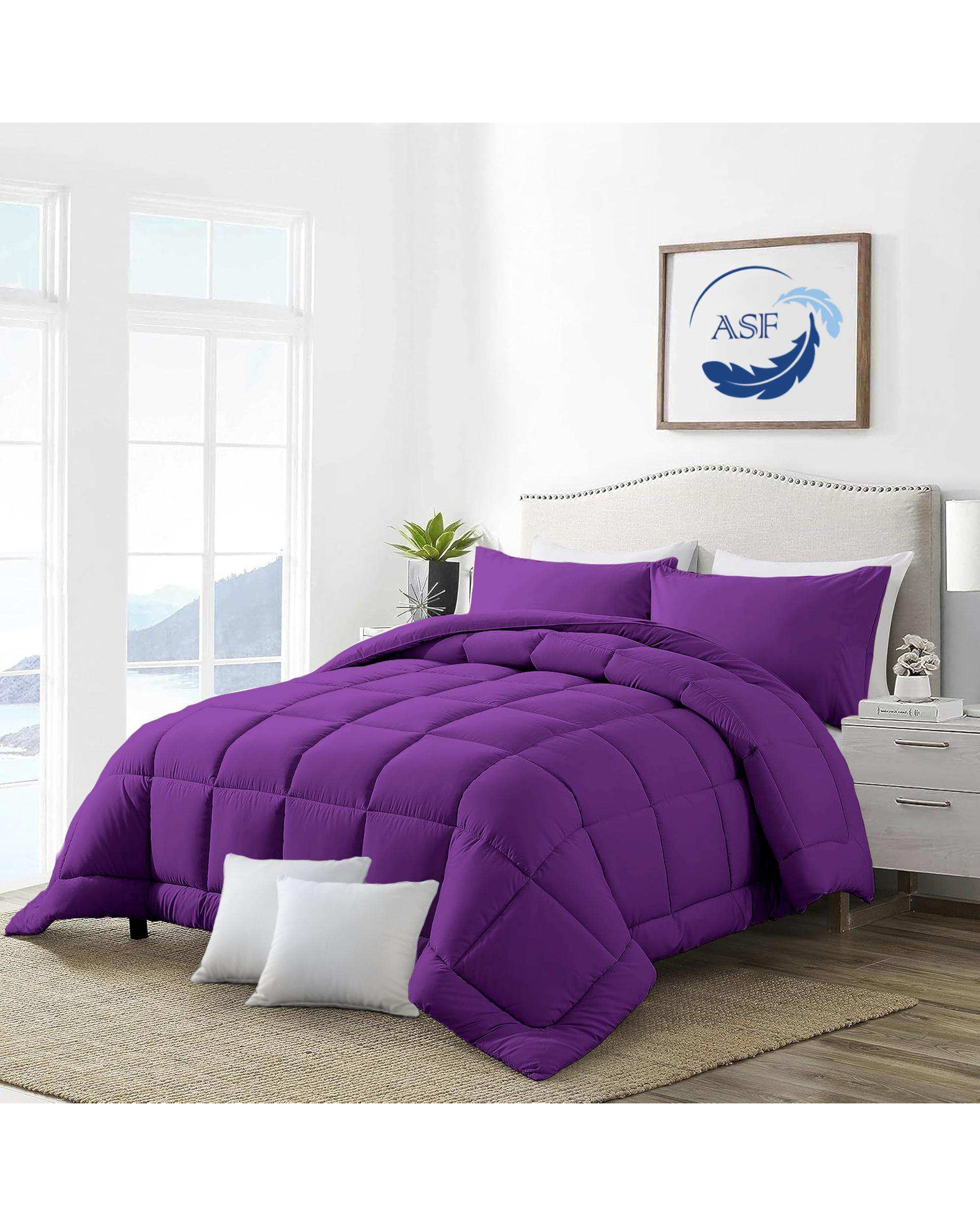 سرویس لحاف روتختی مینیمال دو نفره 8 تکه عرض 140 بنفش ای اس اف ASF مدل BOX LINE