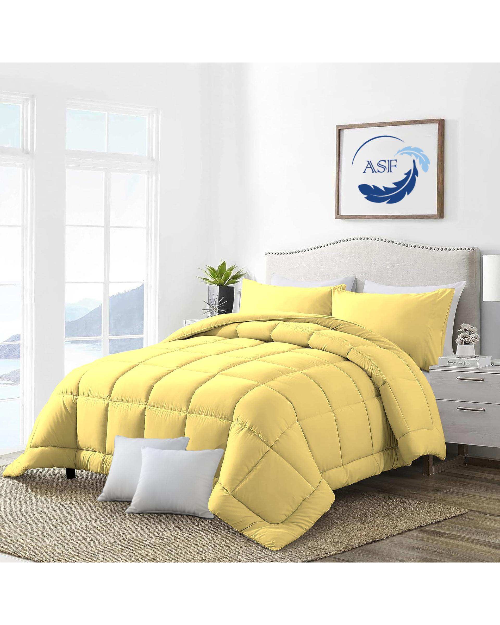 سرویس لحاف روتختی مینیمال دو نفره 8 تکه عرض 140 زرد ای اس اف ASF مدل BOX LINE