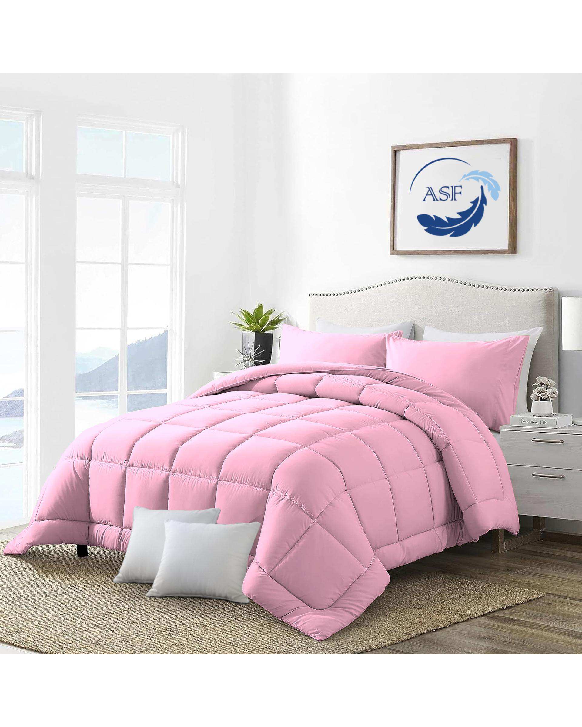 سرویس لحاف روتختی مینیمال دو نفره 8 تکه عرض 140 صورتی روشن ای اس اف ASF مدل BOX LINE