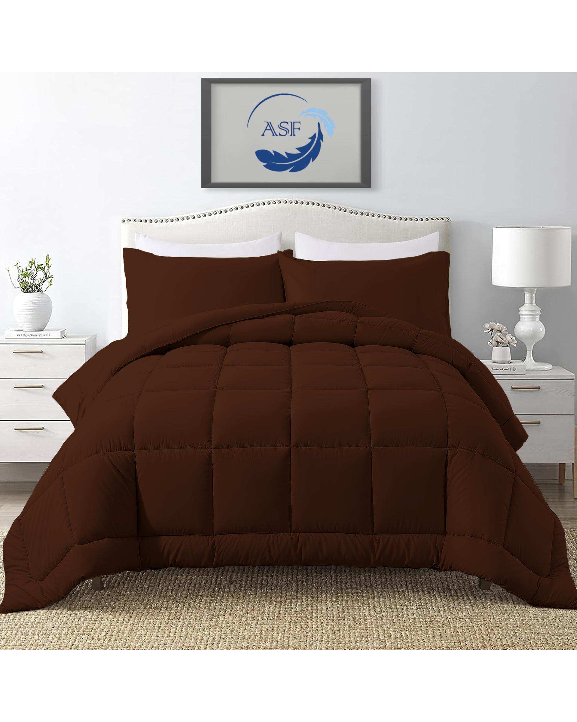 سرویس لحاف روتختی مینیمال دو نفره 8 تکه عرض 140 قهوه ای ای اس اف ASF مدل BOX LINE