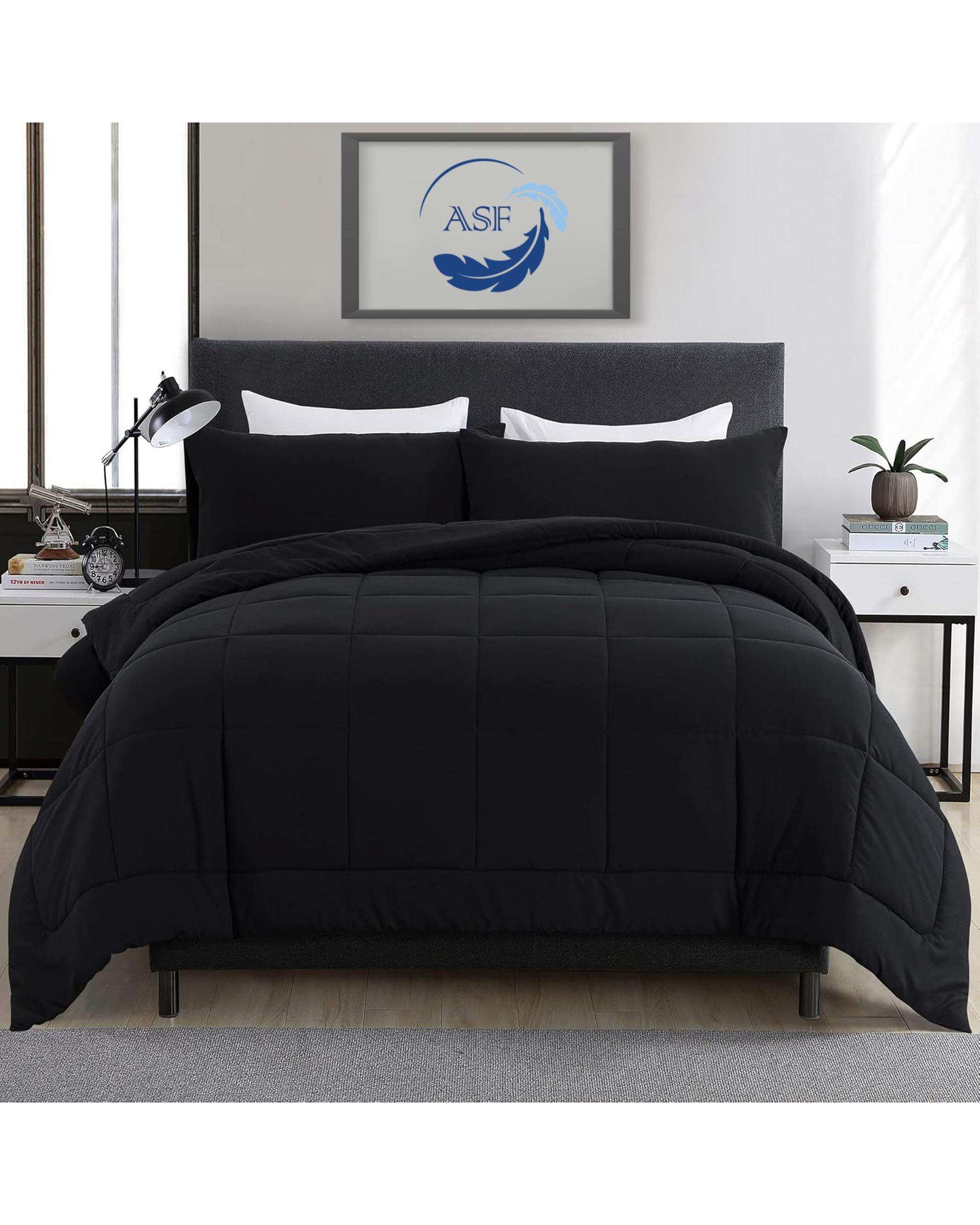 سرویس لحاف روتختی مینیمال دو نفره 8 تکه عرض 140 مشکی ای اس اف ASF مدل BOX LINE