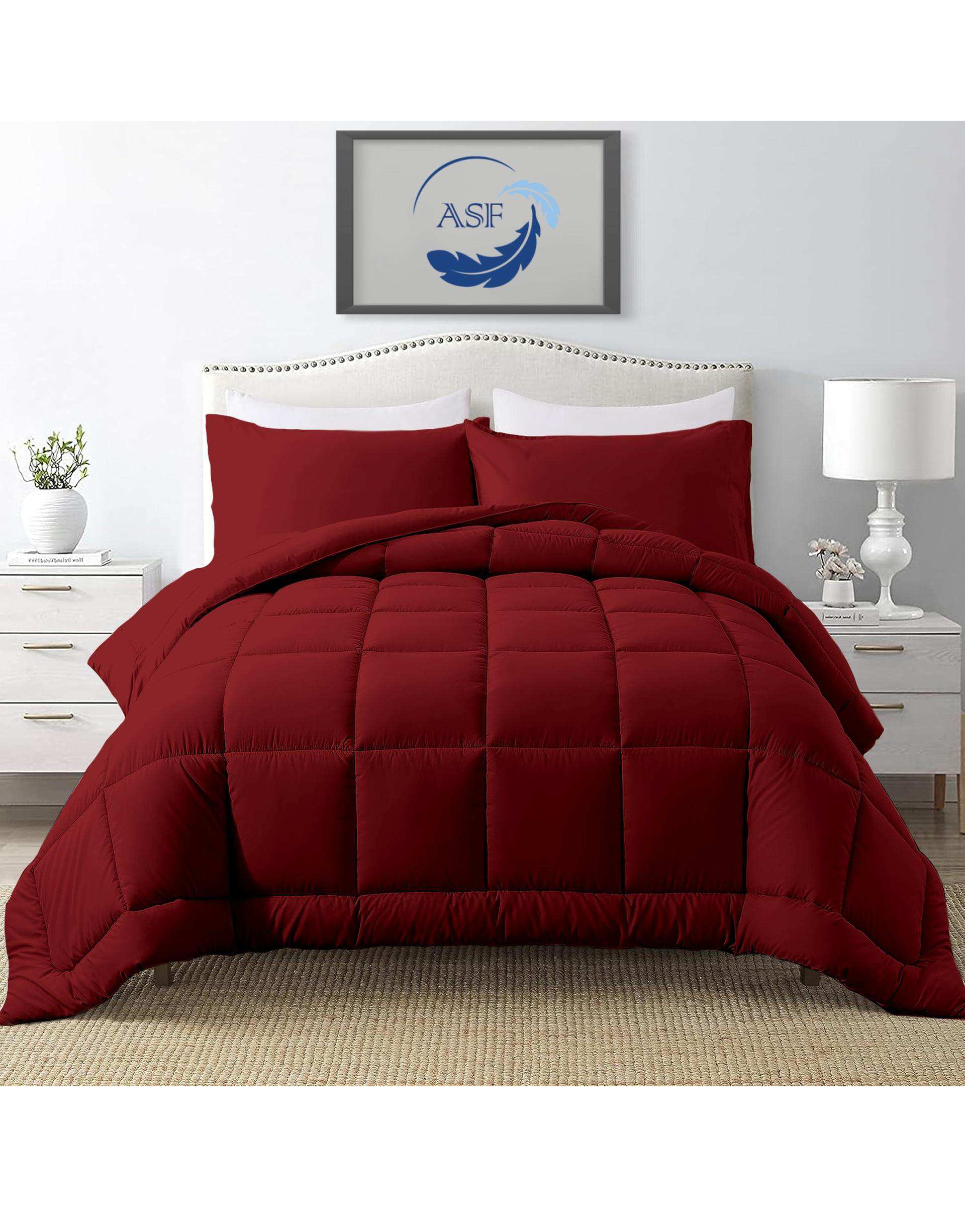 سرویس لحاف روتختی مینیمال دو نفره 8 تکه عرض 160 زرشکی ای اس اف ASF مدل BOX LINE