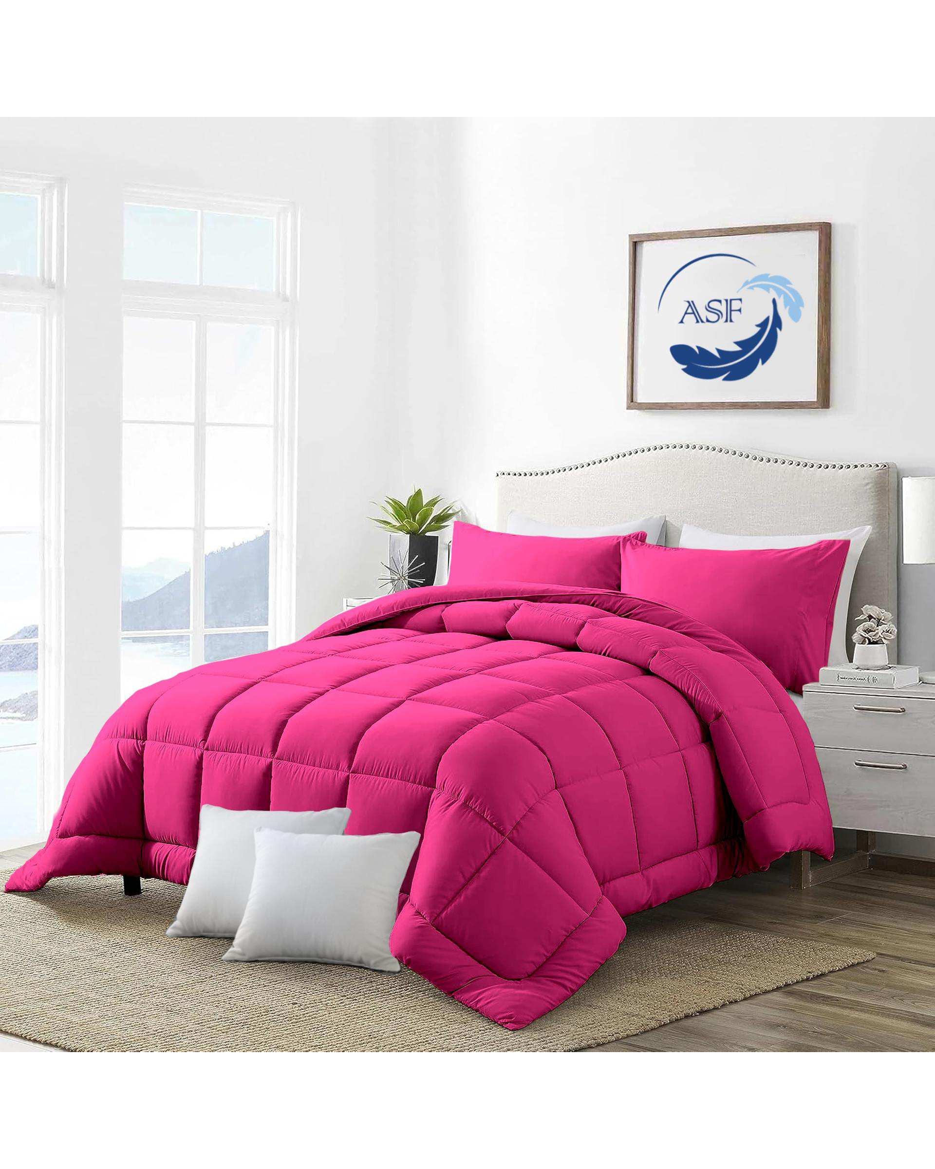 سرویس لحاف روتختی مینیمال دو نفره 8 تکه عرض 160 سرخابی ای اس اف ASF مدل BOX LINE