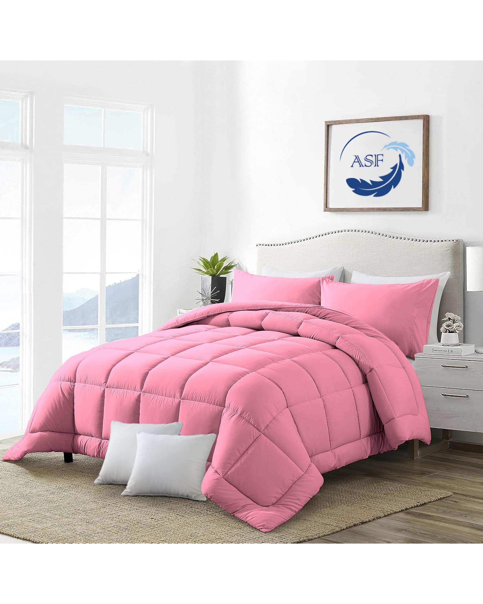 سرویس لحاف روتختی مینیمال دو نفره 8 تکه عرض 160 صورتی ای اس اف ASF مدل BOX LINE