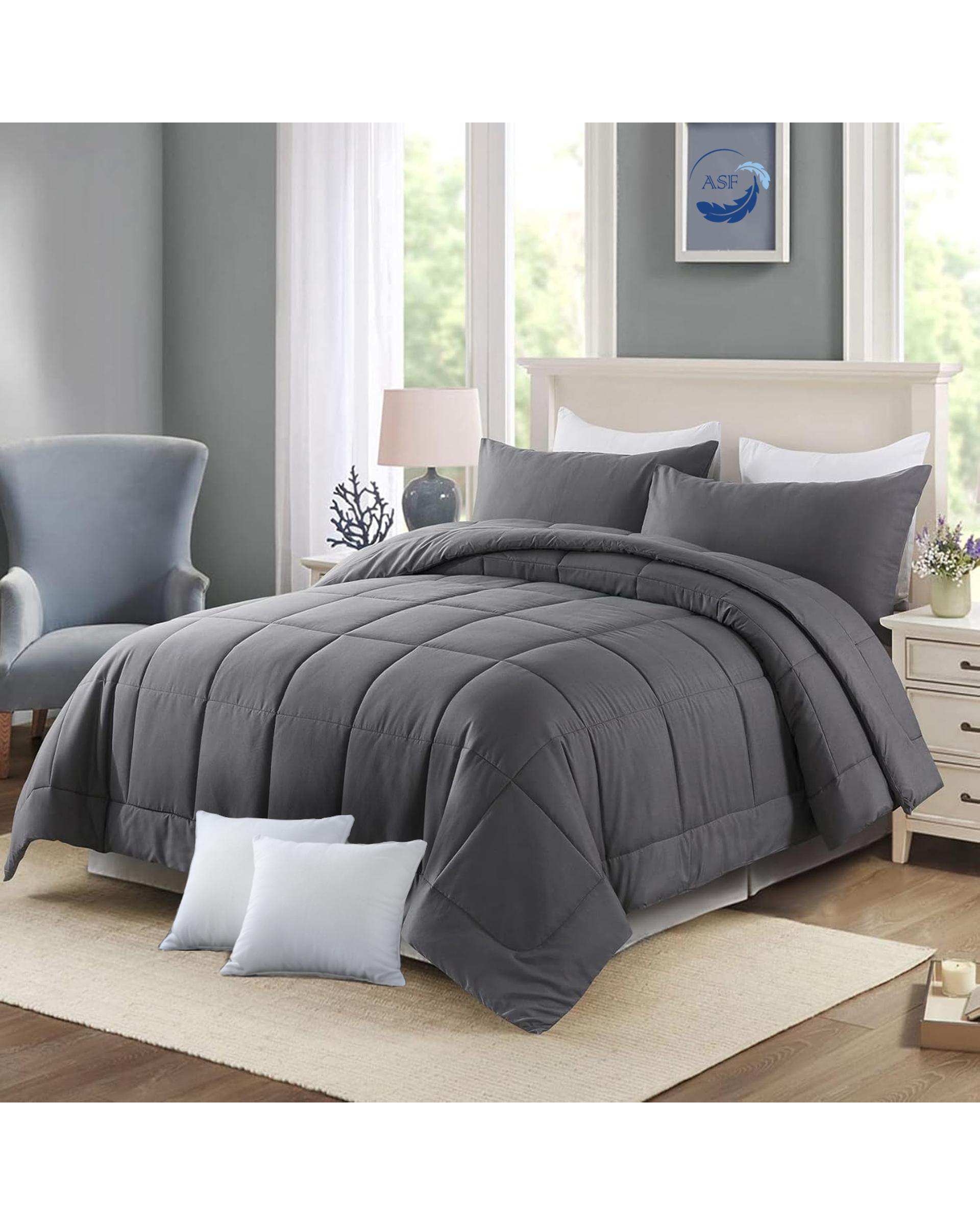 سرویس لحاف روتختی مینیمال دو نفره 8 تکه عرض 160 طوسی ای اس اف ASF مدل BOX LINE