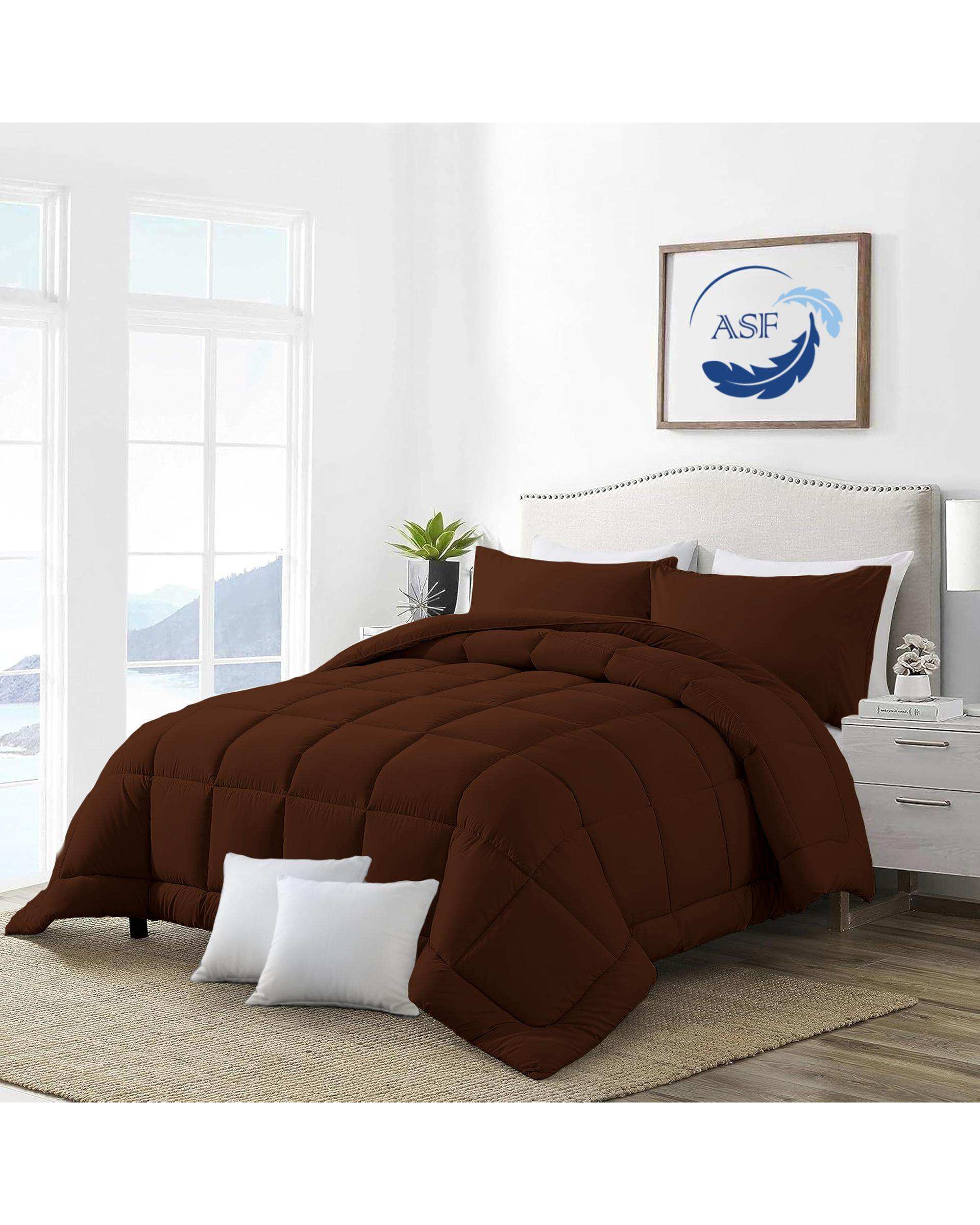 سرویس لحاف روتختی مینیمال دو نفره 8 تکه عرض 160 قهوه ای ای اس اف ASF مدل BOX LINE