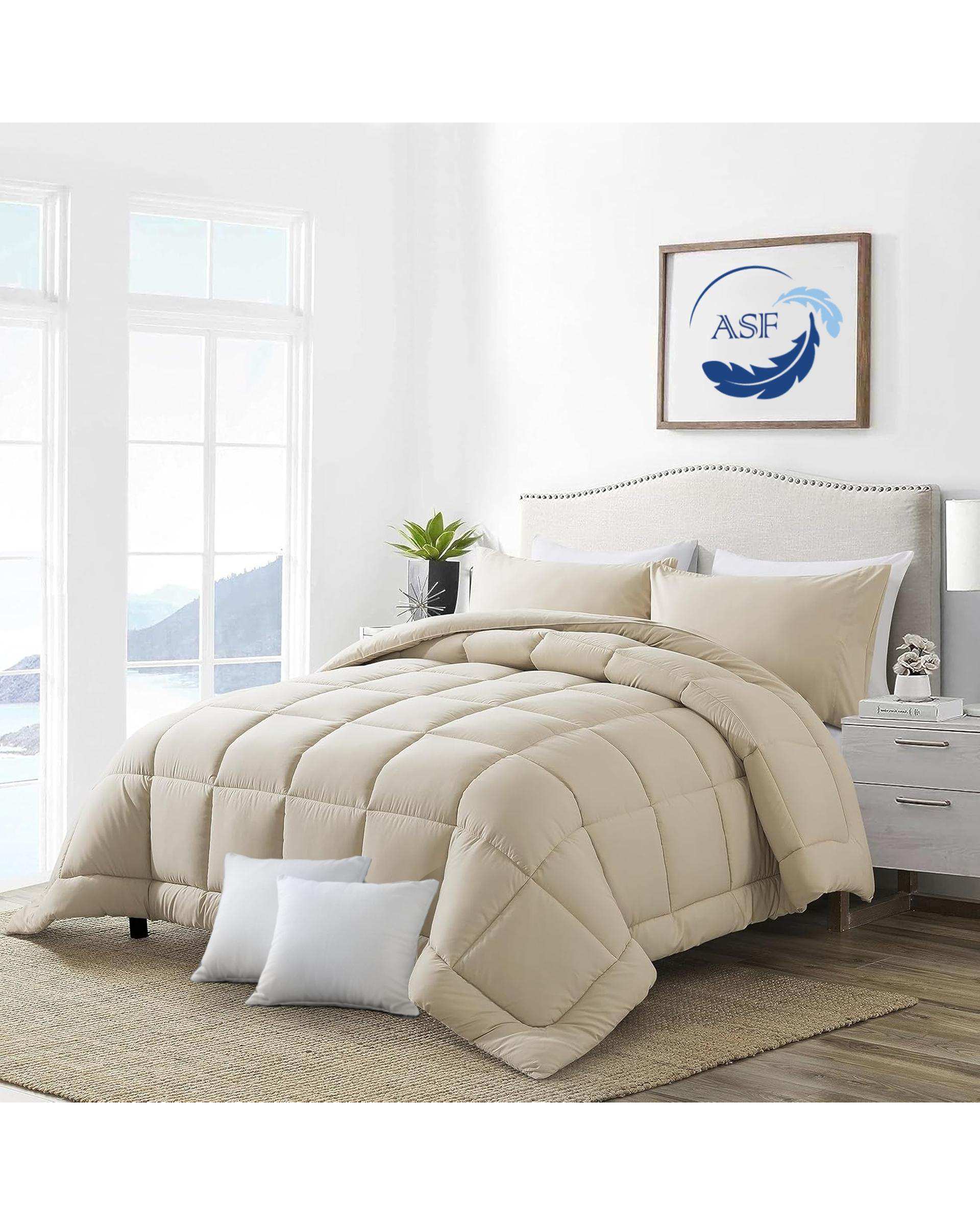 سرویس لحاف روتختی مینیمال دو نفره 8 تکه عرض 160 کرم ای اس اف ASF مدل BOX LINE