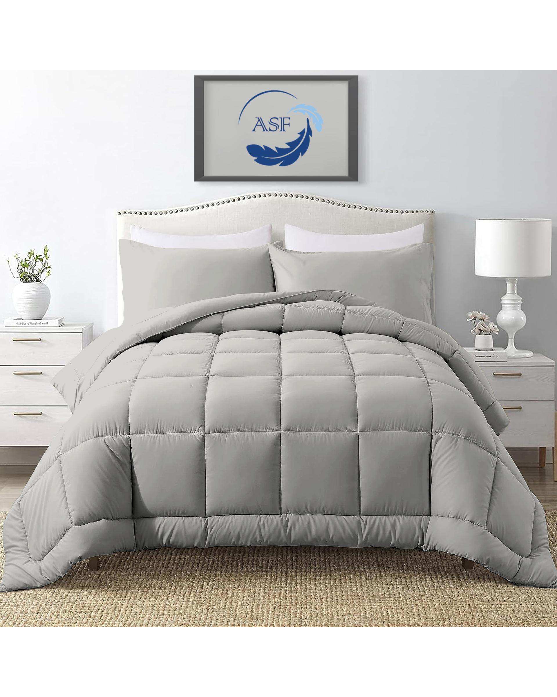 سرویس لحاف روتختی مینیمال دو نفره 8 تکه عرض 160 نقره ای ای اس اف ASF مدل BOX LINE