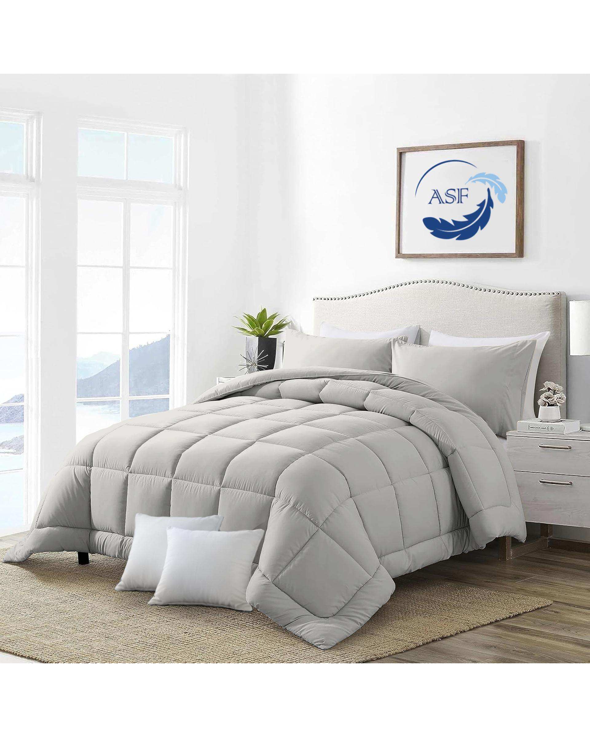 سرویس لحاف روتختی مینیمال دو نفره 8 تکه عرض 160 نقره ای ای اس اف ASF مدل BOX LINE