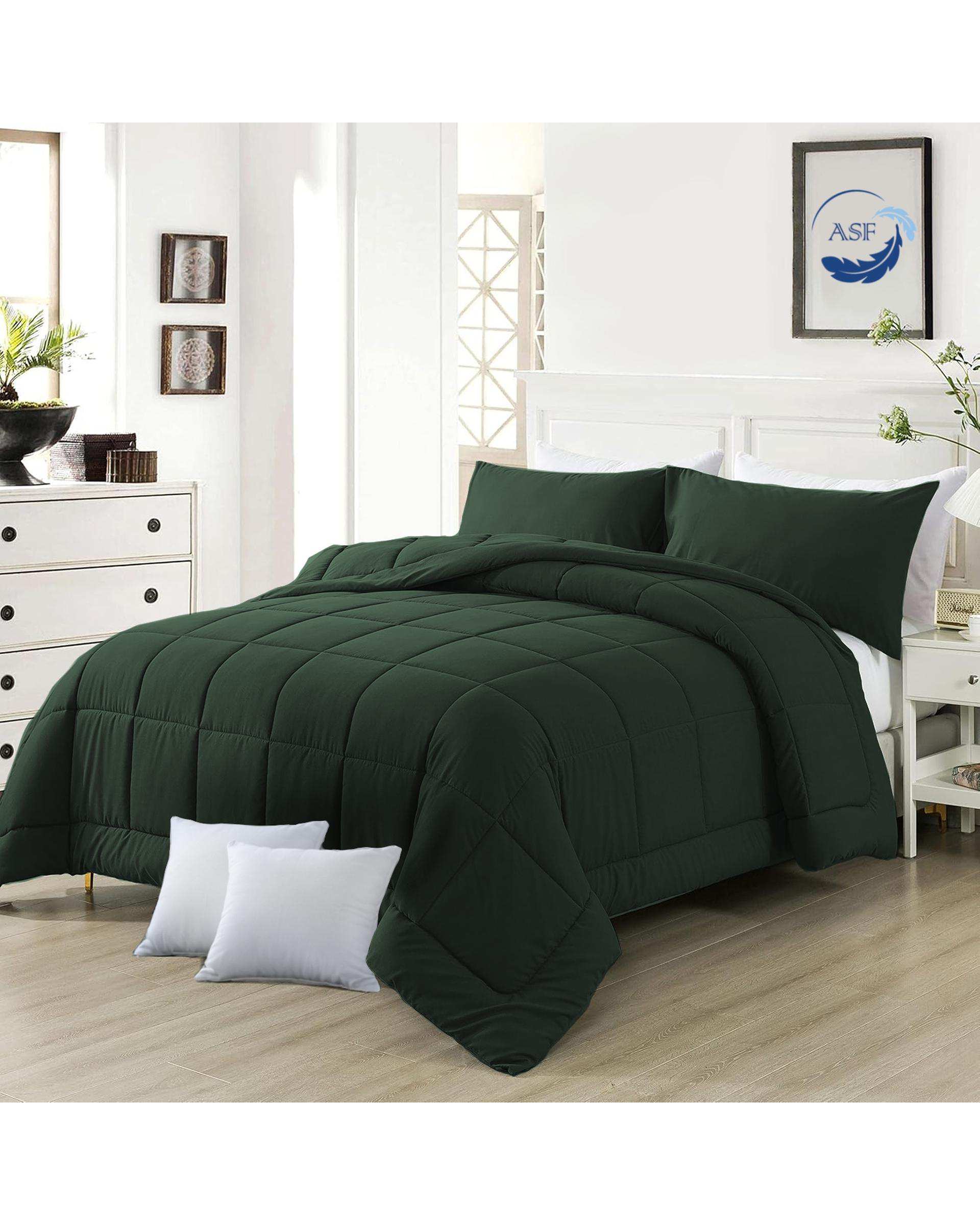 سرویس لحاف روتختی مینیمال دو نفره 8 تکه عرض 180 سبز ارتشی ای اس اف ASF مدل BOX LINE