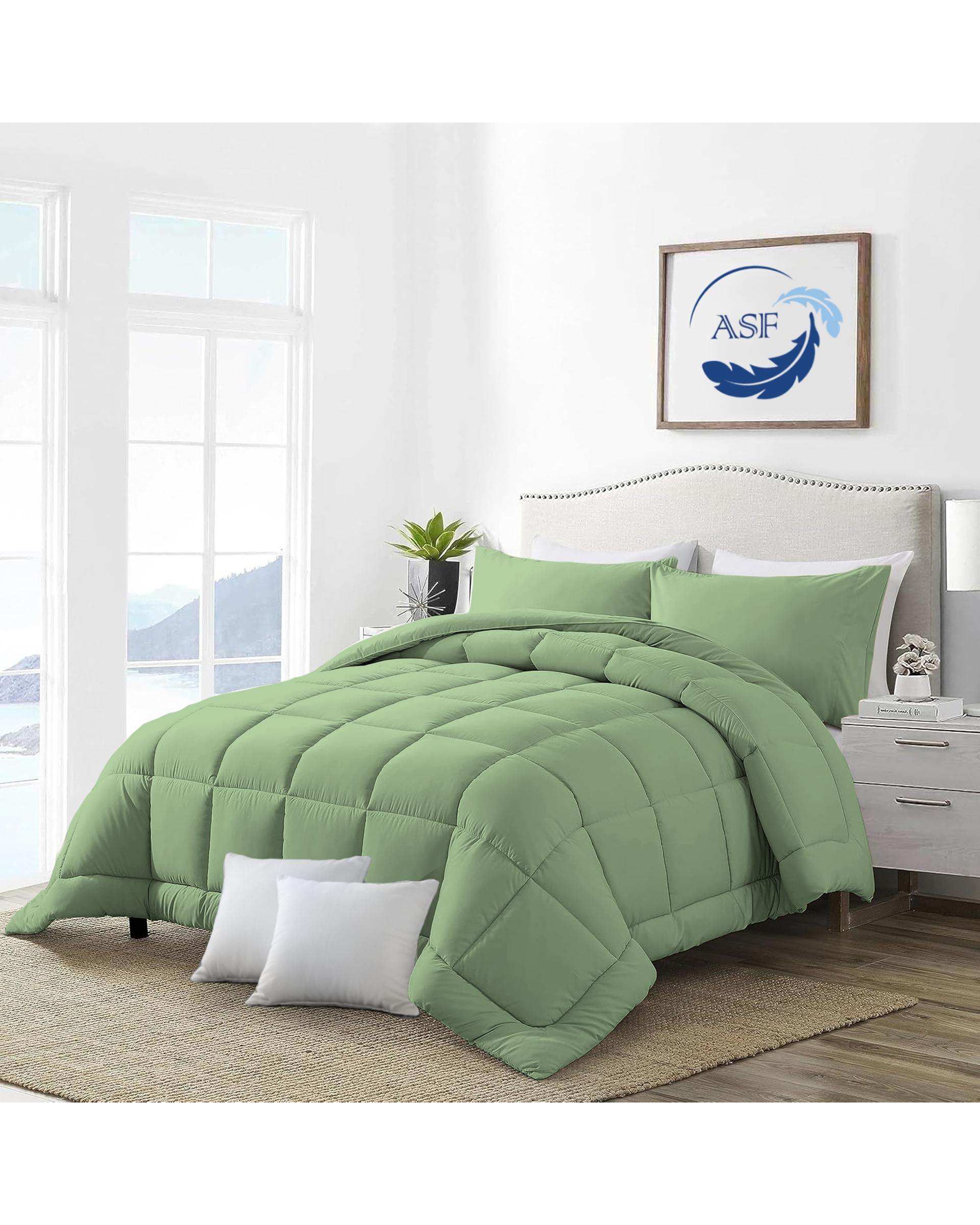 سرویس لحاف روتختی مینیمال دو نفره 8 تکه عرض 180 سبز روشن ای اس اف ASF مدل BOX LINE