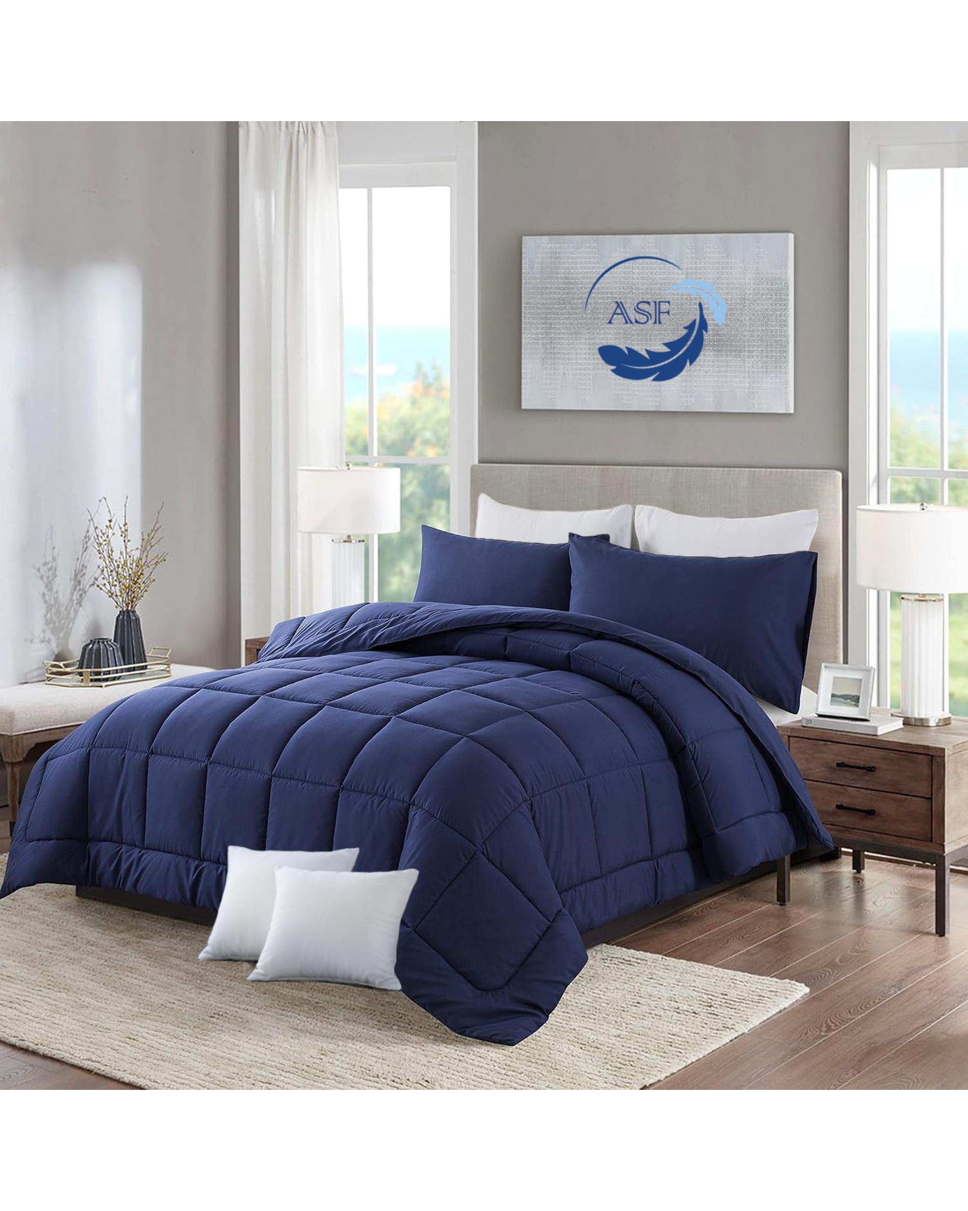 سرویس لحاف روتختی مینیمال دو نفره 8 تکه عرض 180 سرمه ای ای اس اف ASF مدل BOX LINE