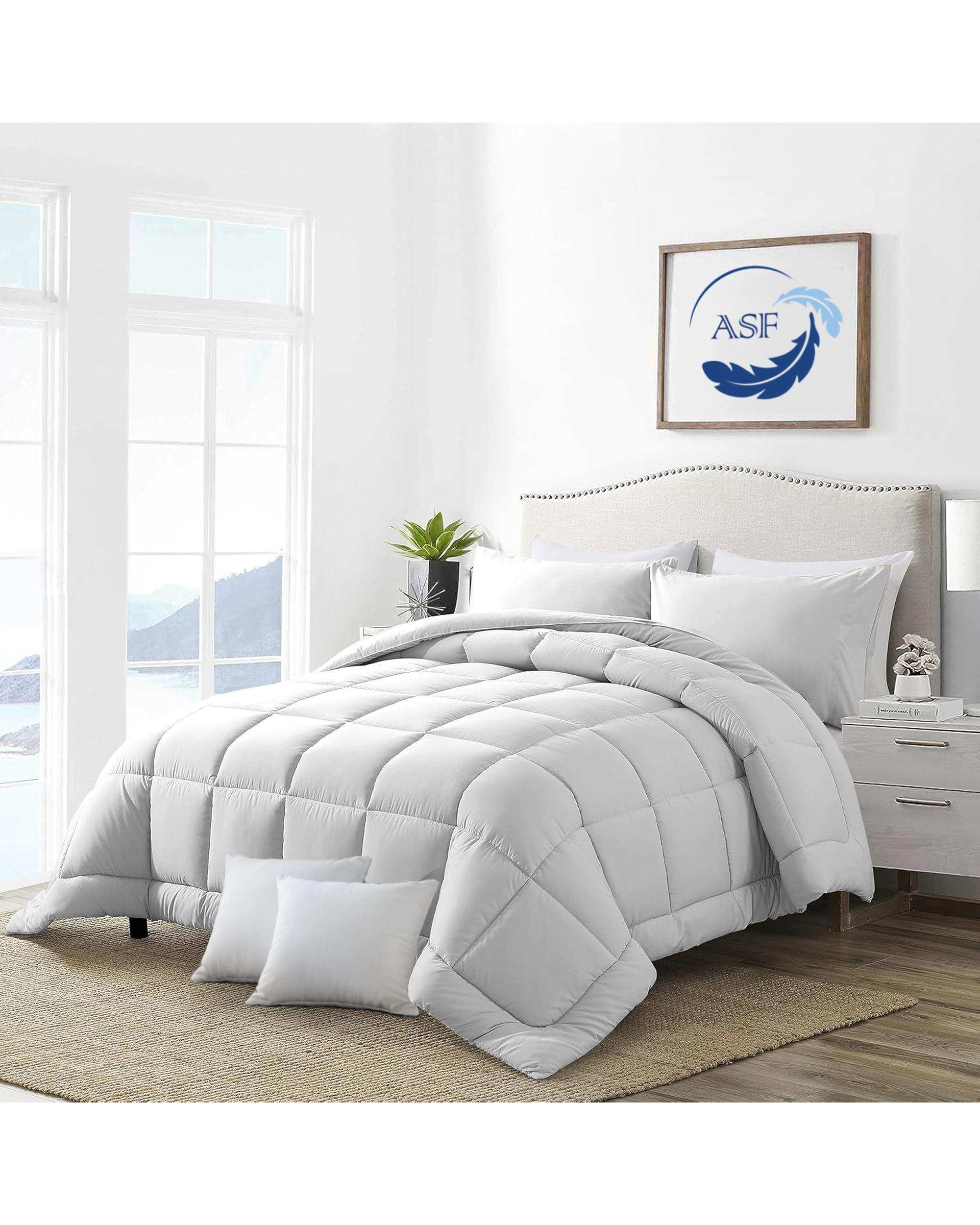 سرویس لحاف روتختی مینیمال دو نفره 8 تکه عرض 180 سفید ای اس اف ASF مدل BOX LINE