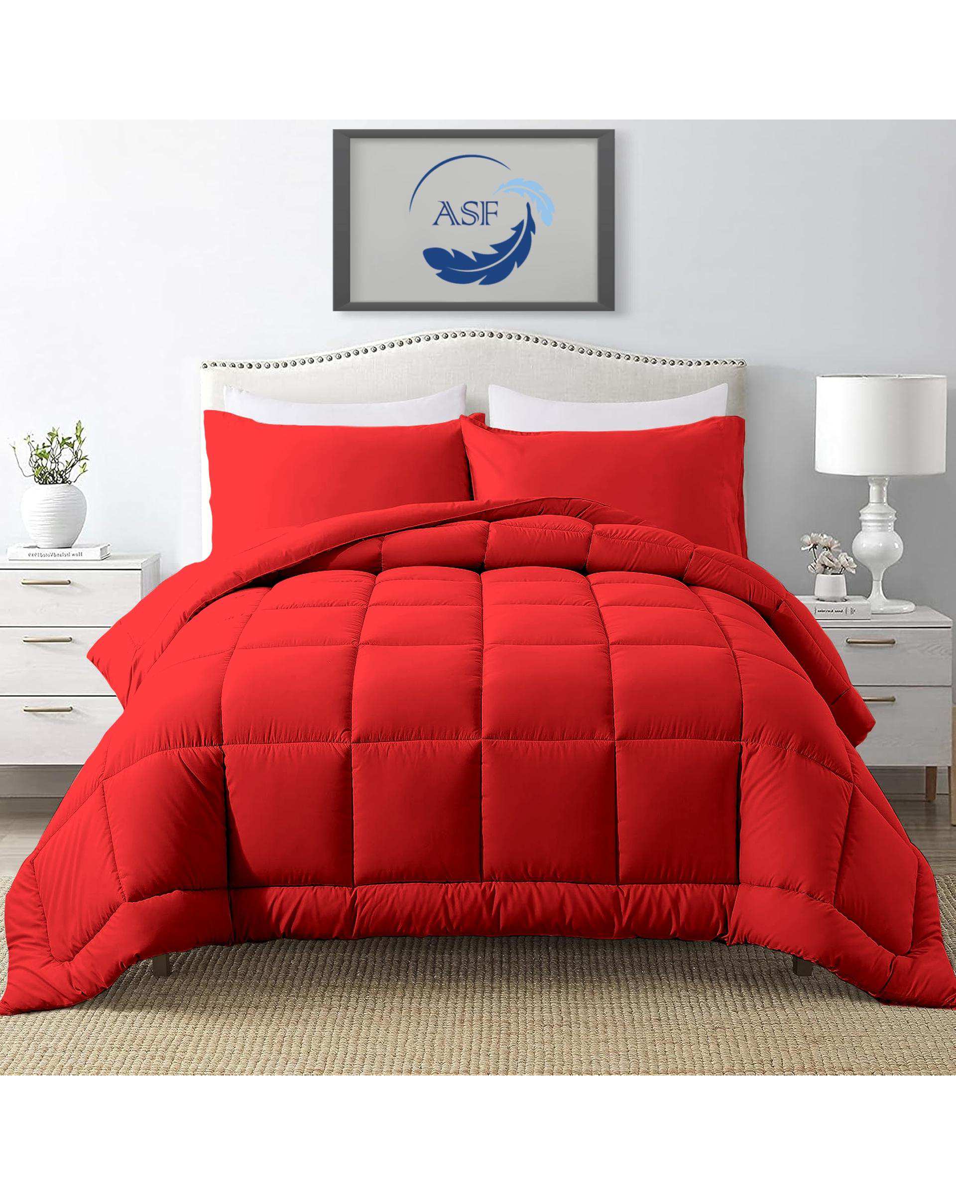 سرویس لحاف روتختی مینیمال دو نفره 8 تکه عرض 180 قرمز ای اس اف ASF مدل BOX LINE
