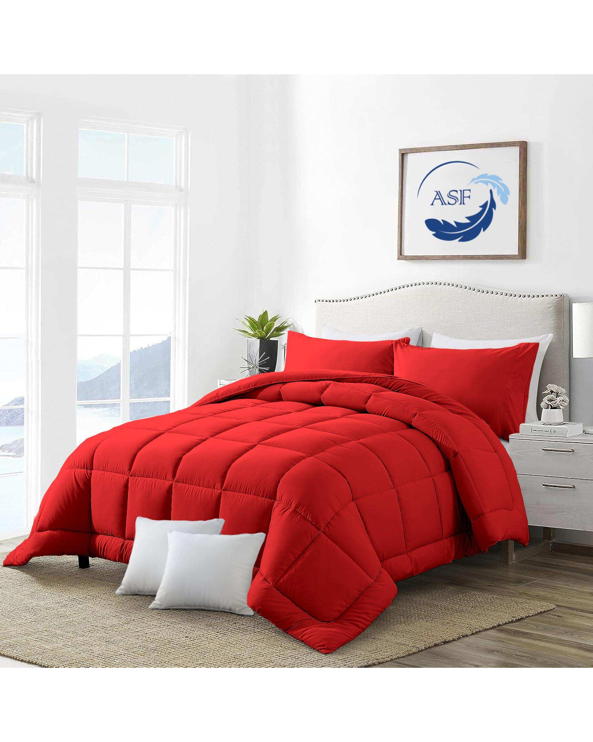 سرویس لحاف روتختی مینیمال دو نفره 8 تکه عرض 180 قرمز ای اس اف ASF مدل BOX LINE