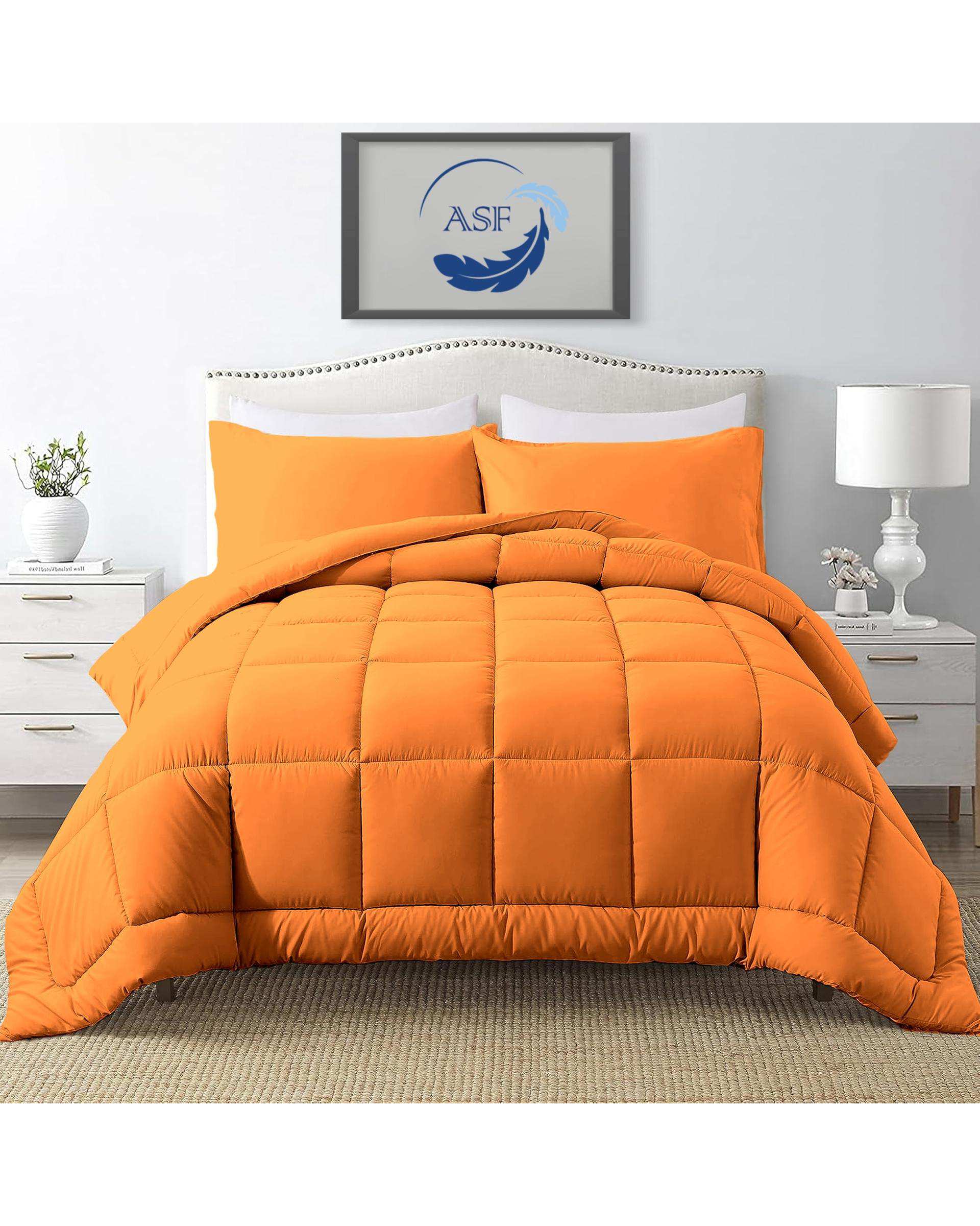 سرویس لحاف روتختی مینیمال دو نفره 8 تکه عرض 180 نارنجی ای اس اف ASF مدل BOX LINE