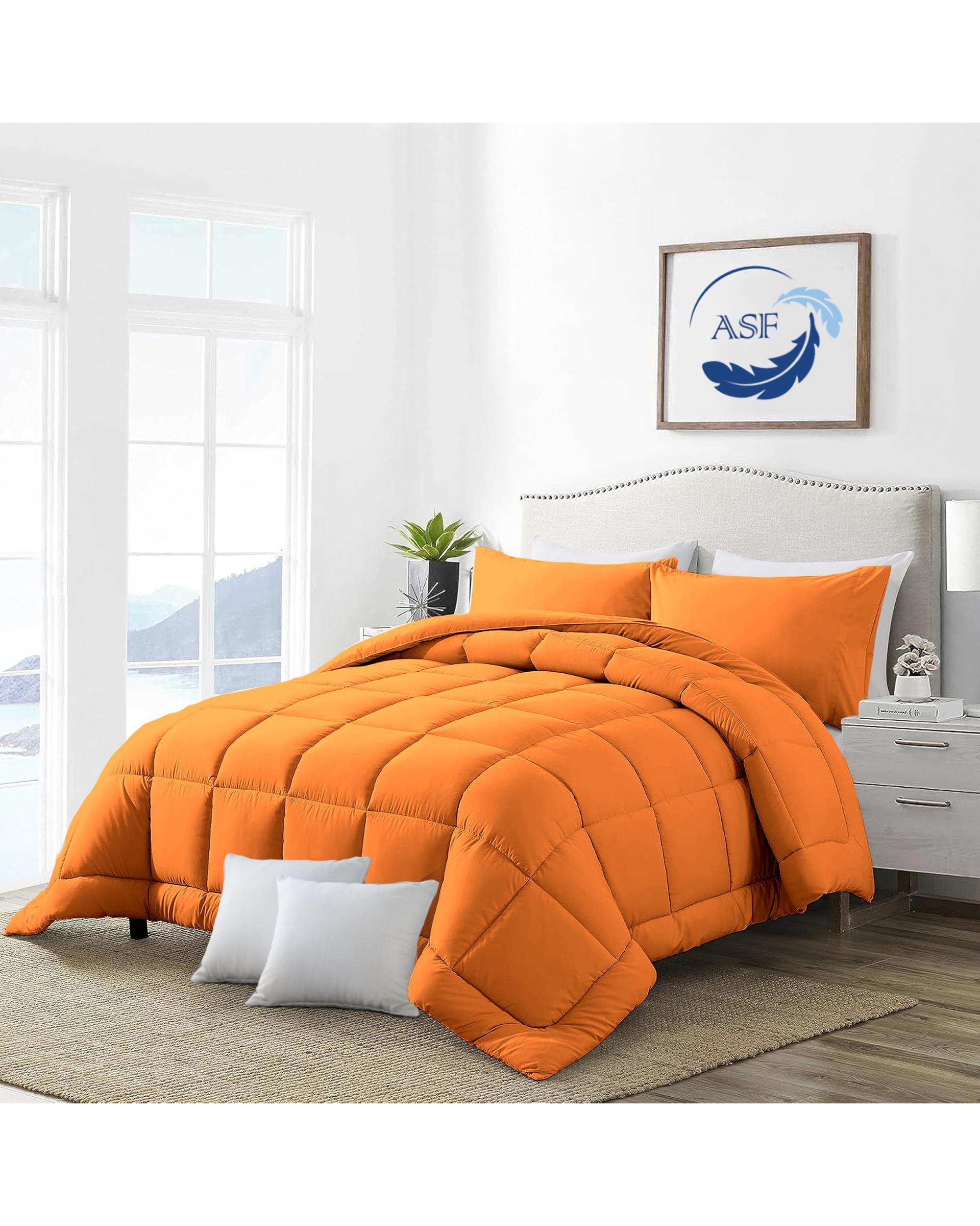 سرویس لحاف روتختی مینیمال دو نفره 8 تکه عرض 180 نارنجی ای اس اف ASF مدل BOX LINE