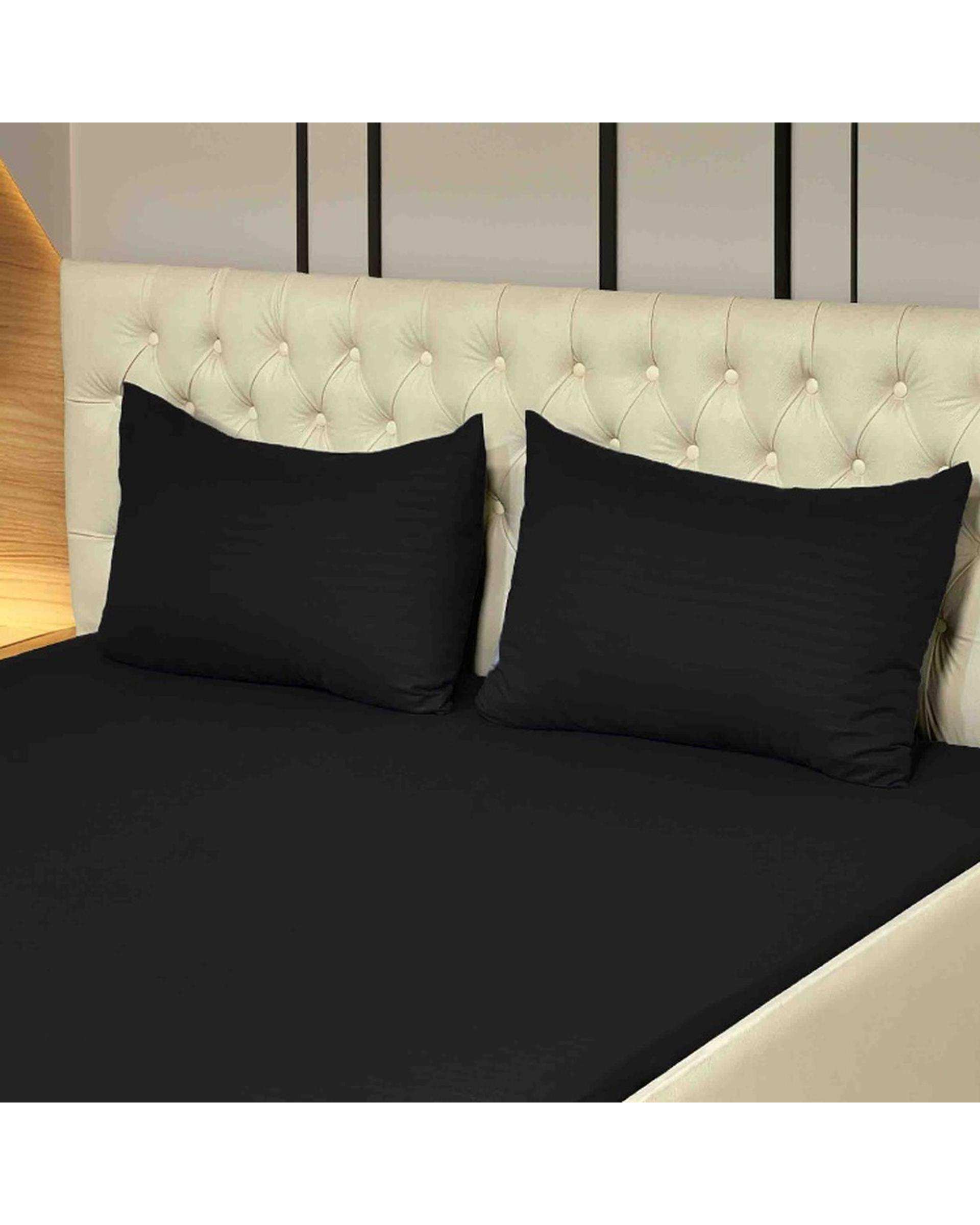 ست ملحفه و روبالشی دو نفره 3 تکه مشکی مانیکا هوم Monica Home مدل parallel plus