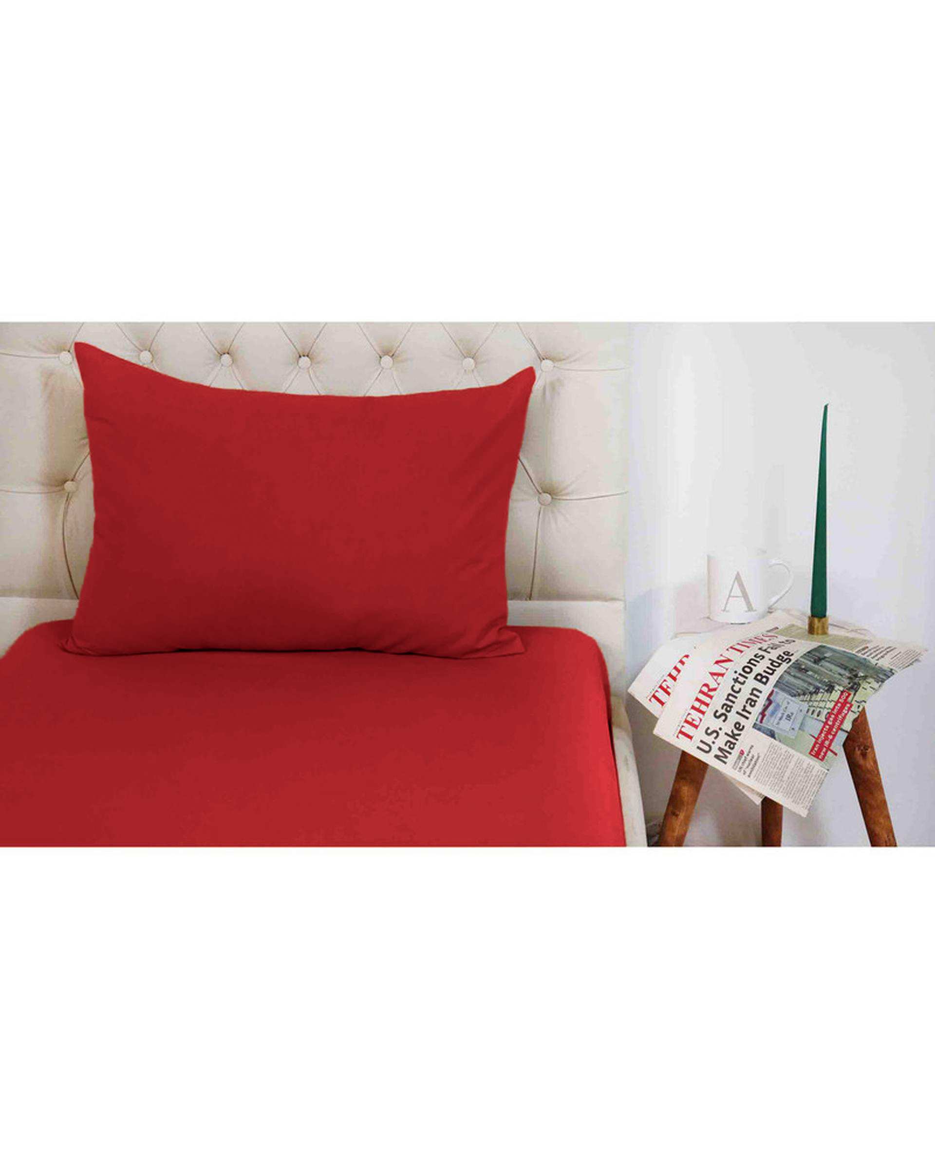 سرویس ملحفه یک نفره 2 تکه قرمز مانیکا هوم Monica Home مدل میکرو پلاس SIMPLE