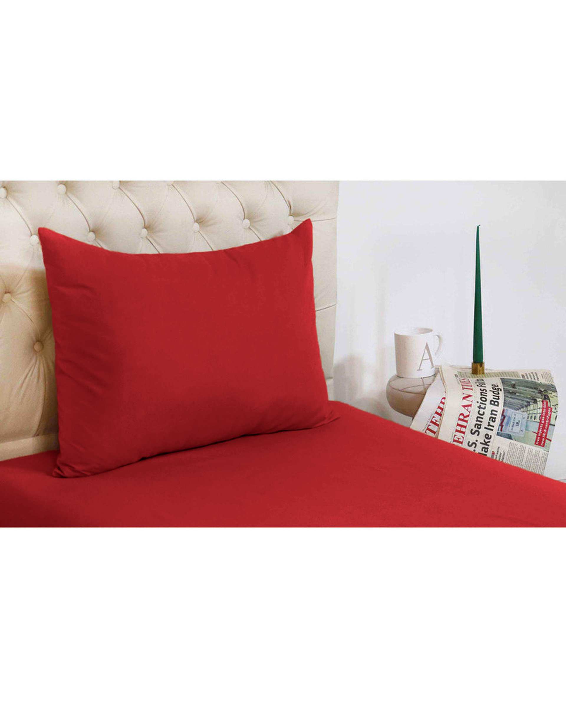 سرویس ملحفه یک نفره 2 تکه قرمز مانیکا هوم Monica Home مدل میکرو پلاس SIMPLE