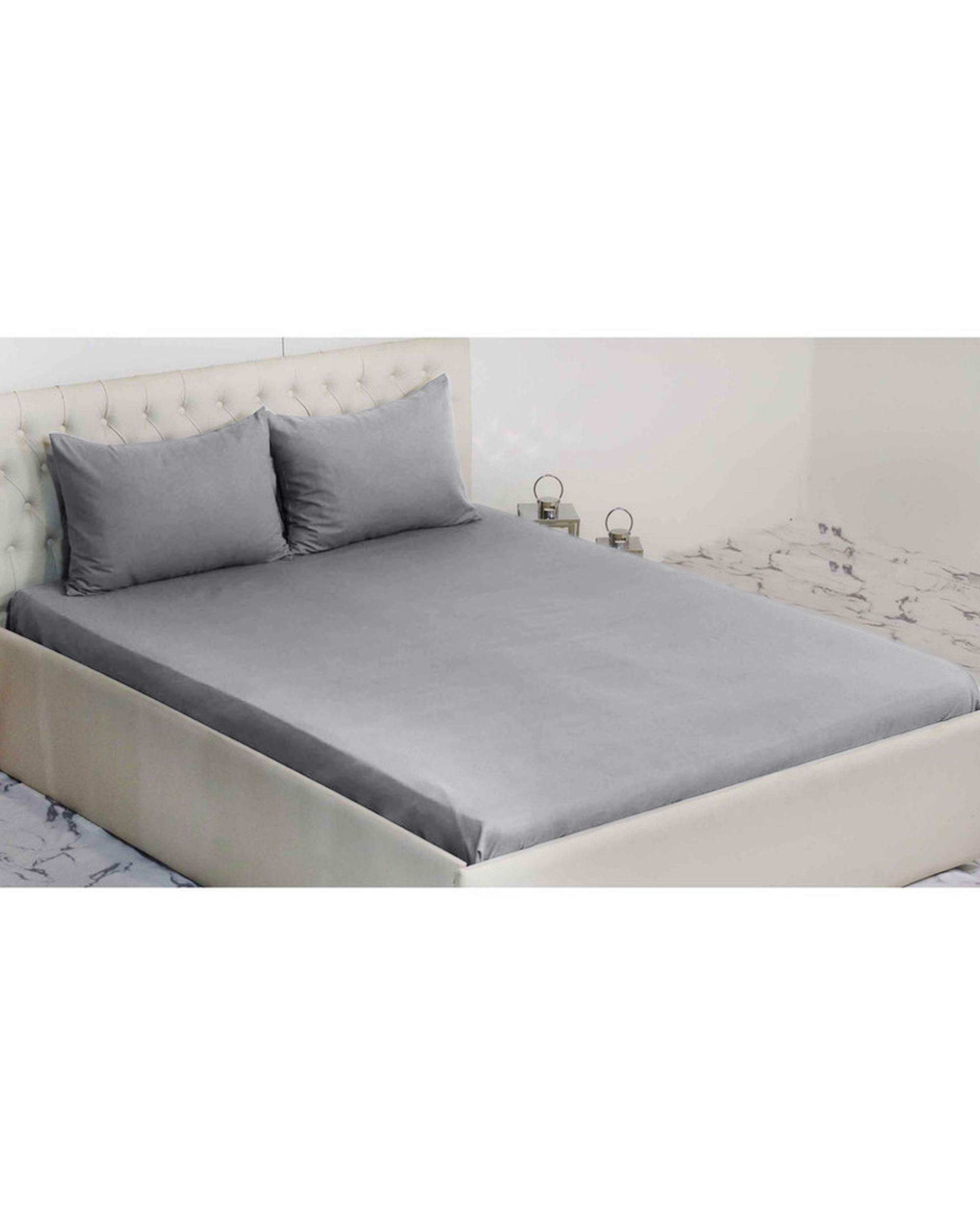 سرویس ملحفه دو نفره 3 تکه طوسی مانیکا هوم Monica Home میکروپلاس مدل SIMPLE
