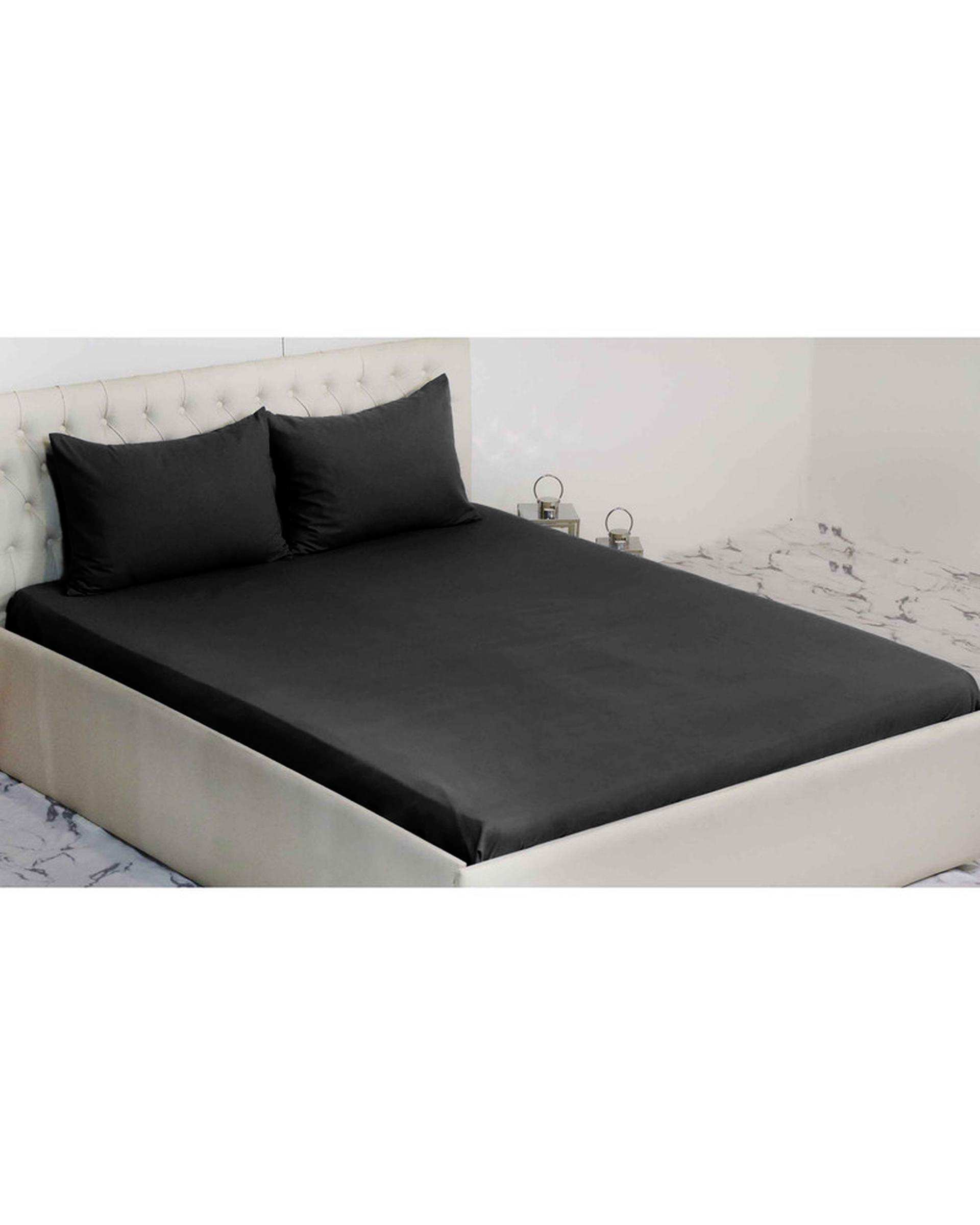 سرویس ملحفه دو نفره 3 تکه مشکی مانیکا هوم Monica Home میکروپلاس مدل SIMPLE