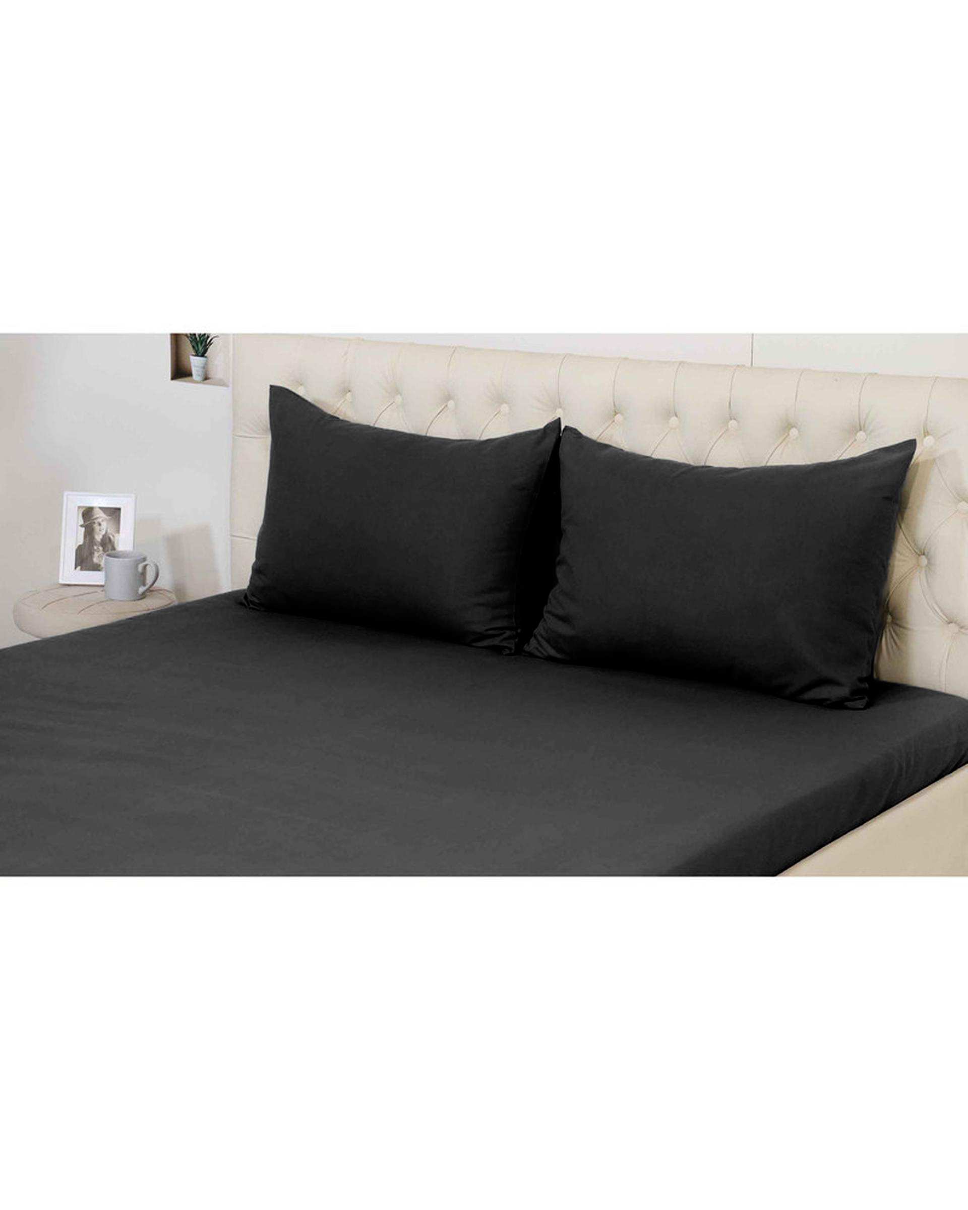 سرویس ملحفه دو نفره 3 تکه مشکی مانیکا هوم Monica Home میکروپلاس مدل SIMPLE