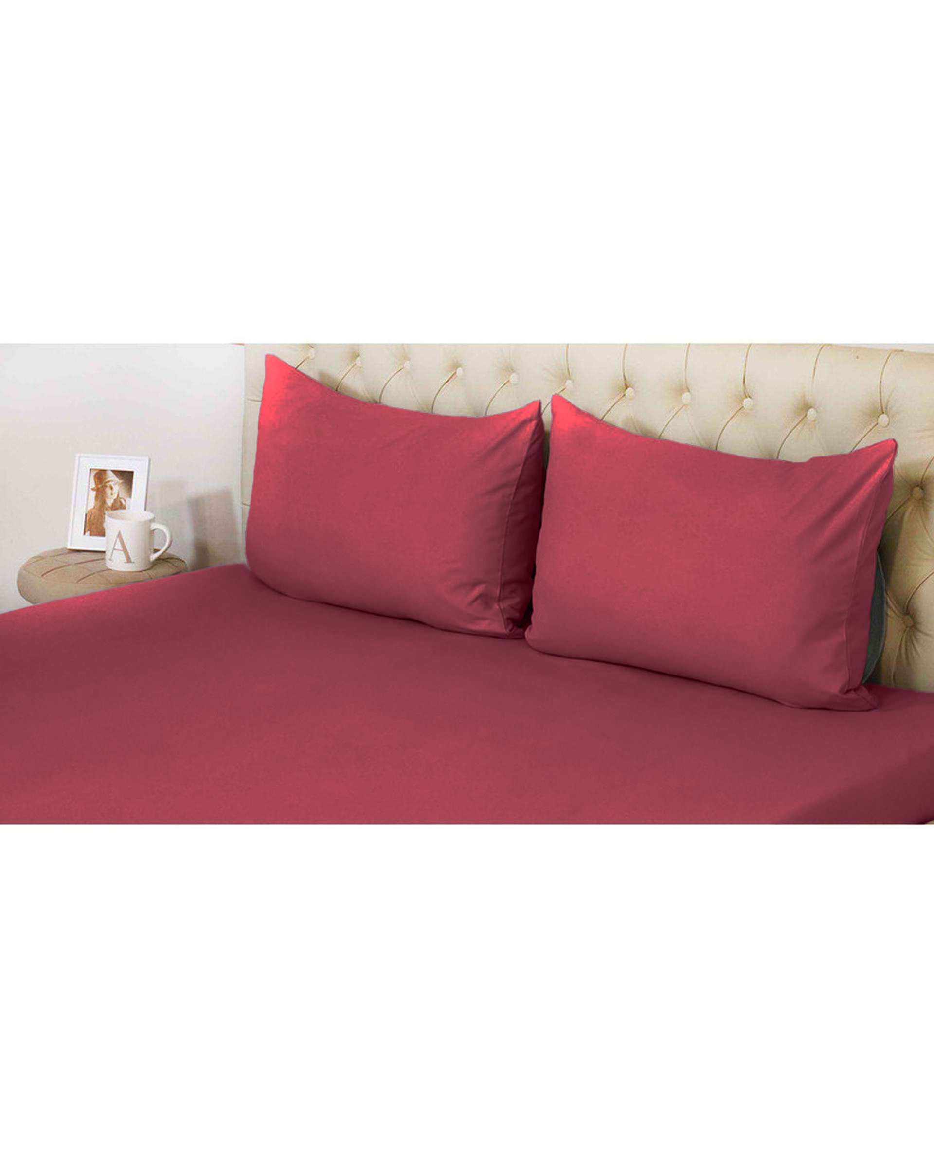 سرویس ملحفه دو نفره 3 تکه زرشکی مانیکا هوم Monica Home میکروپلاس مدل SIMPLE