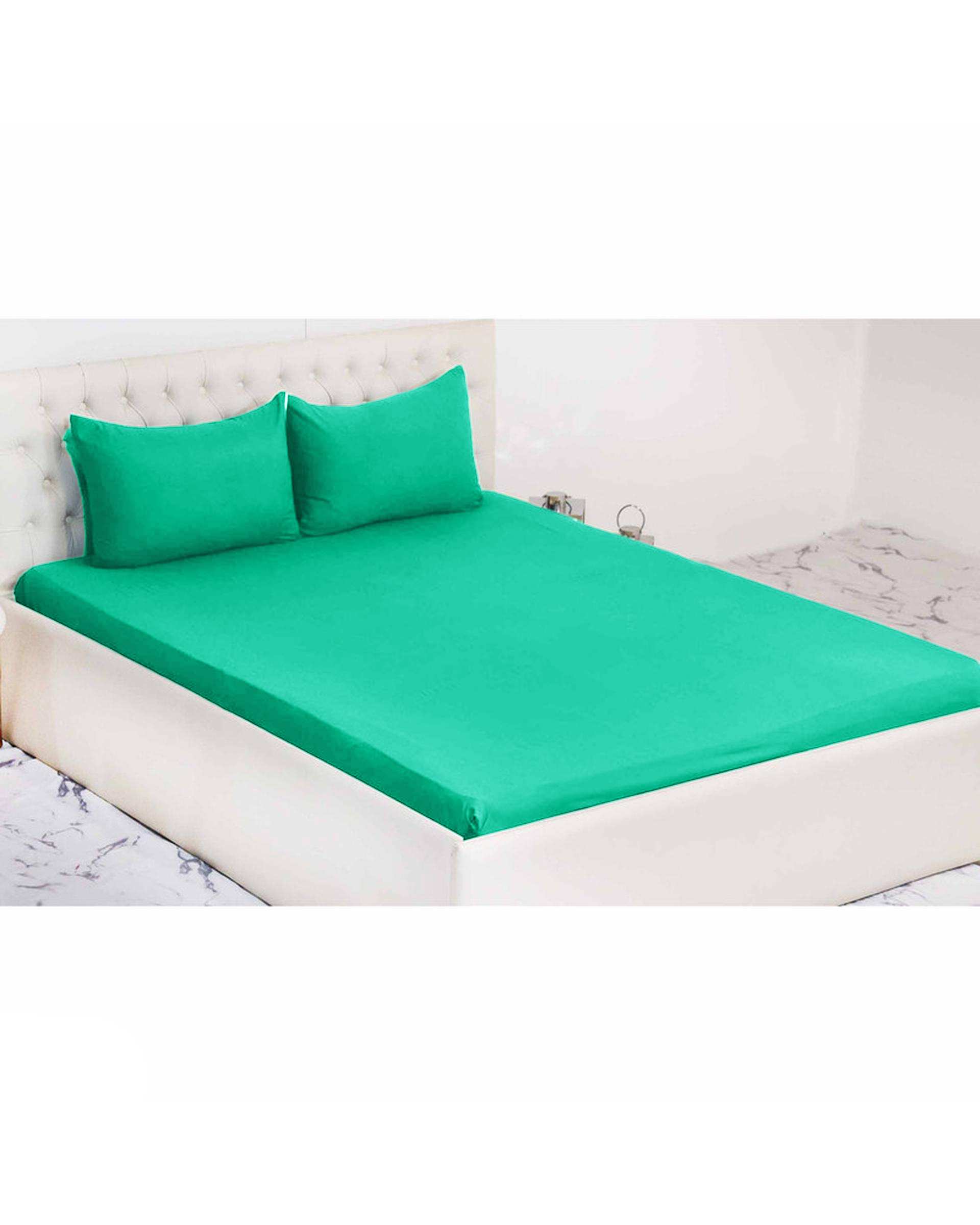 سرویس ملحفه دو نفره 3 تکه سبز پاستیلی مانیکا هوم Monica Home میکروپلاس مدل SIMPLE