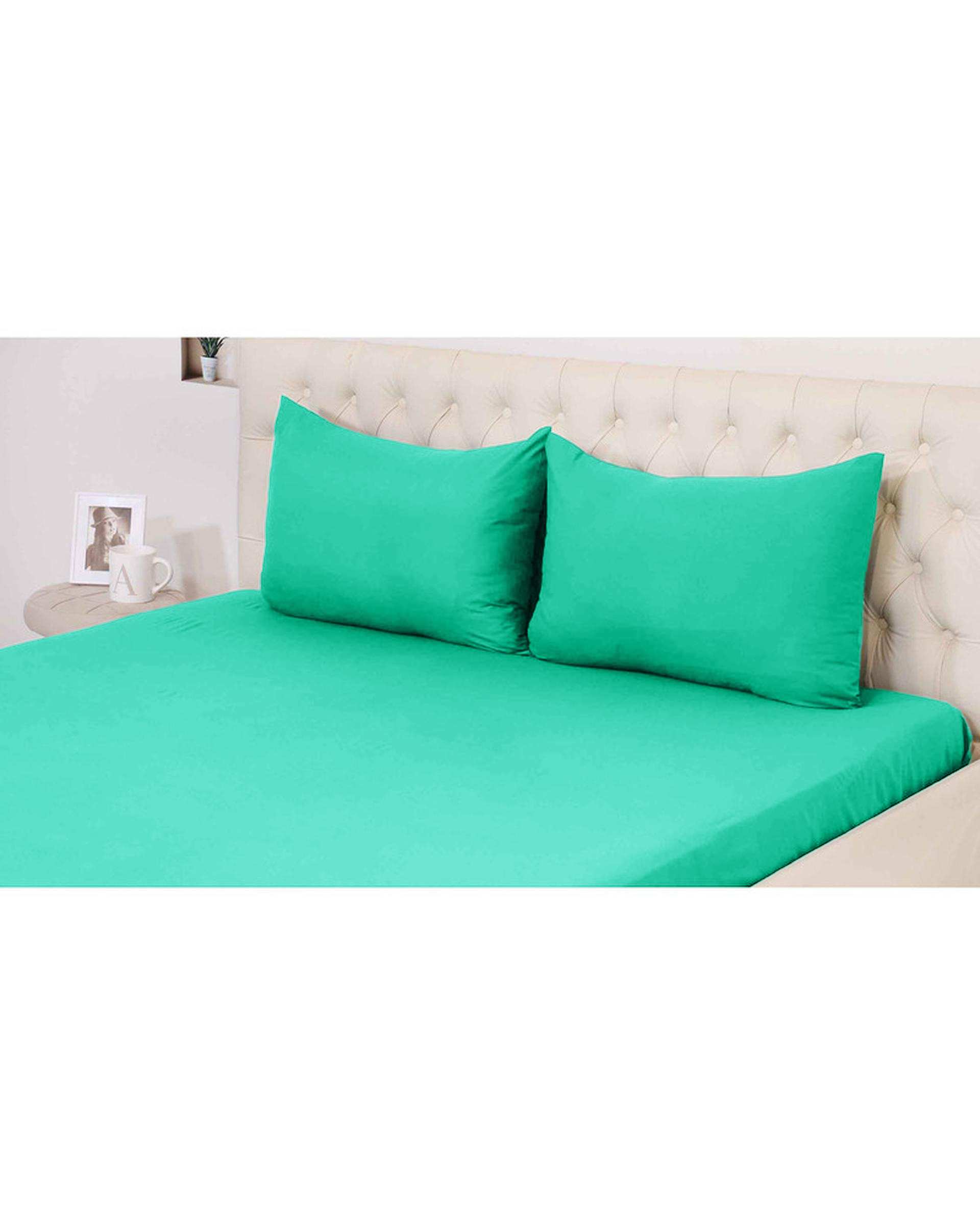 سرویس ملحفه دو نفره 3 تکه سبز پاستیلی مانیکا هوم Monica Home میکروپلاس مدل SIMPLE
