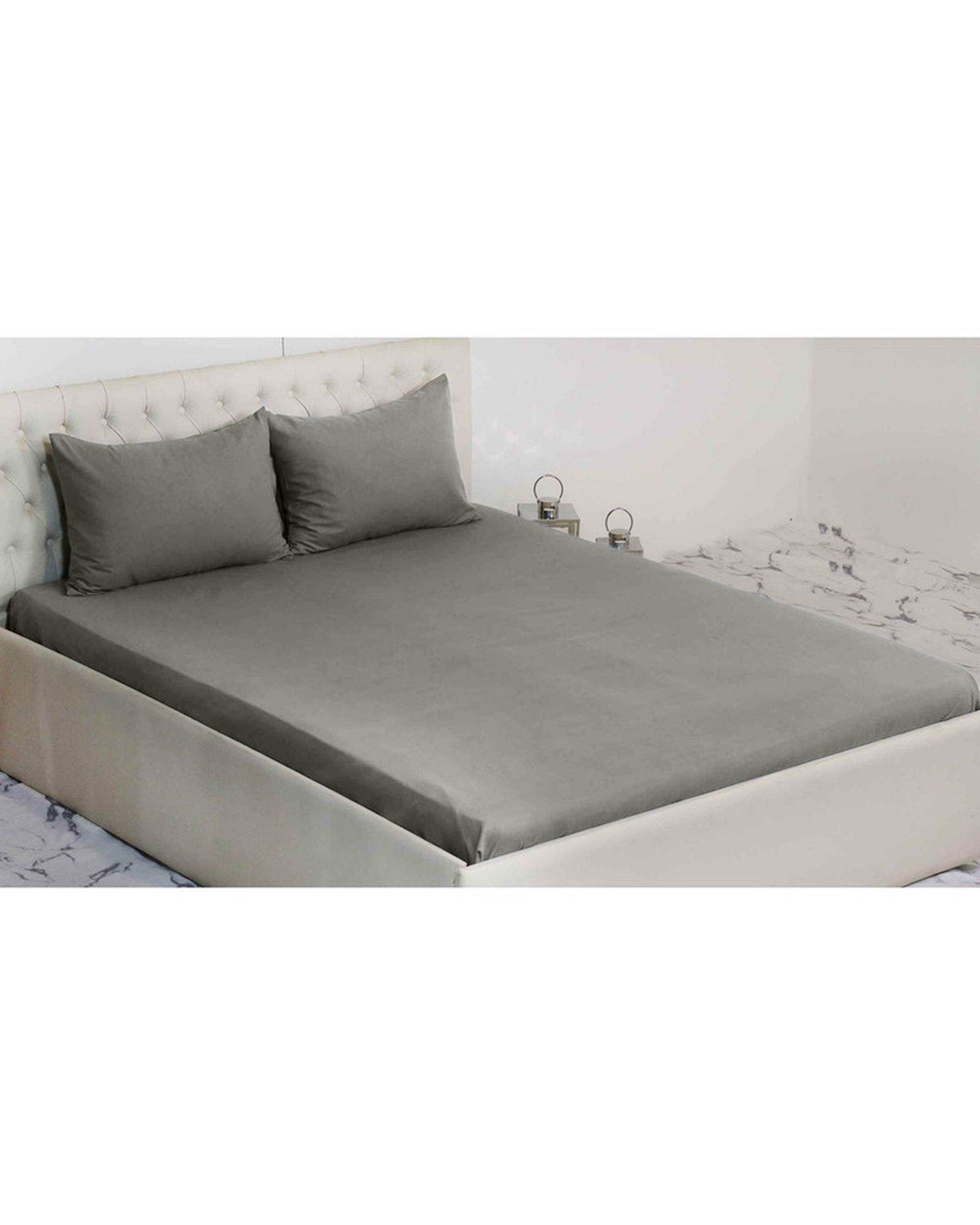 سرویس ملحفه دو نفره 3 تکه دودی مانیکا هوم Monica Home میکروپلاس مدل SIMPLE