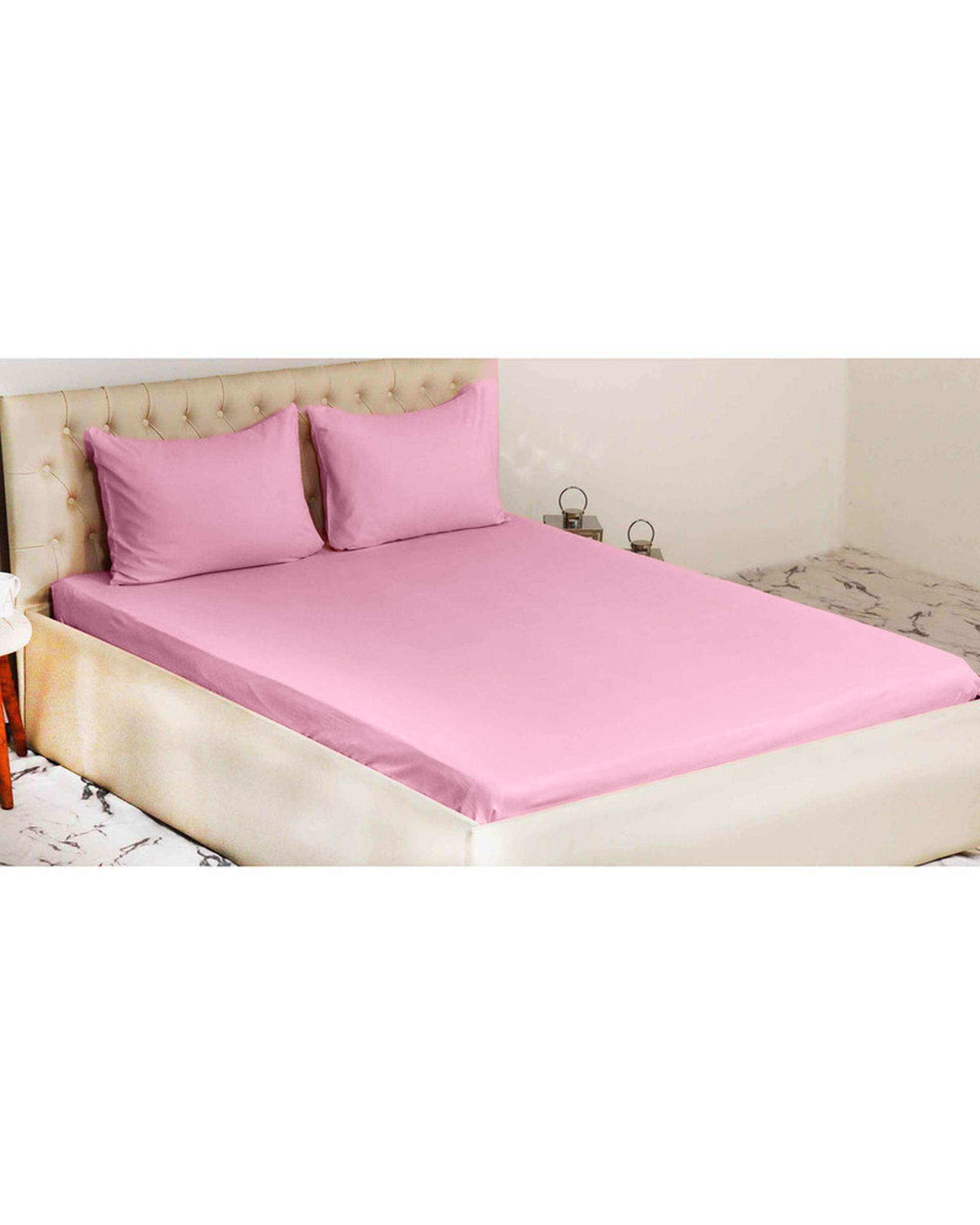 سرویس ملحفه دو نفره 3 تکه صورتی مانیکا هوم Monica Home میکروپلاس مدل SIMPLE