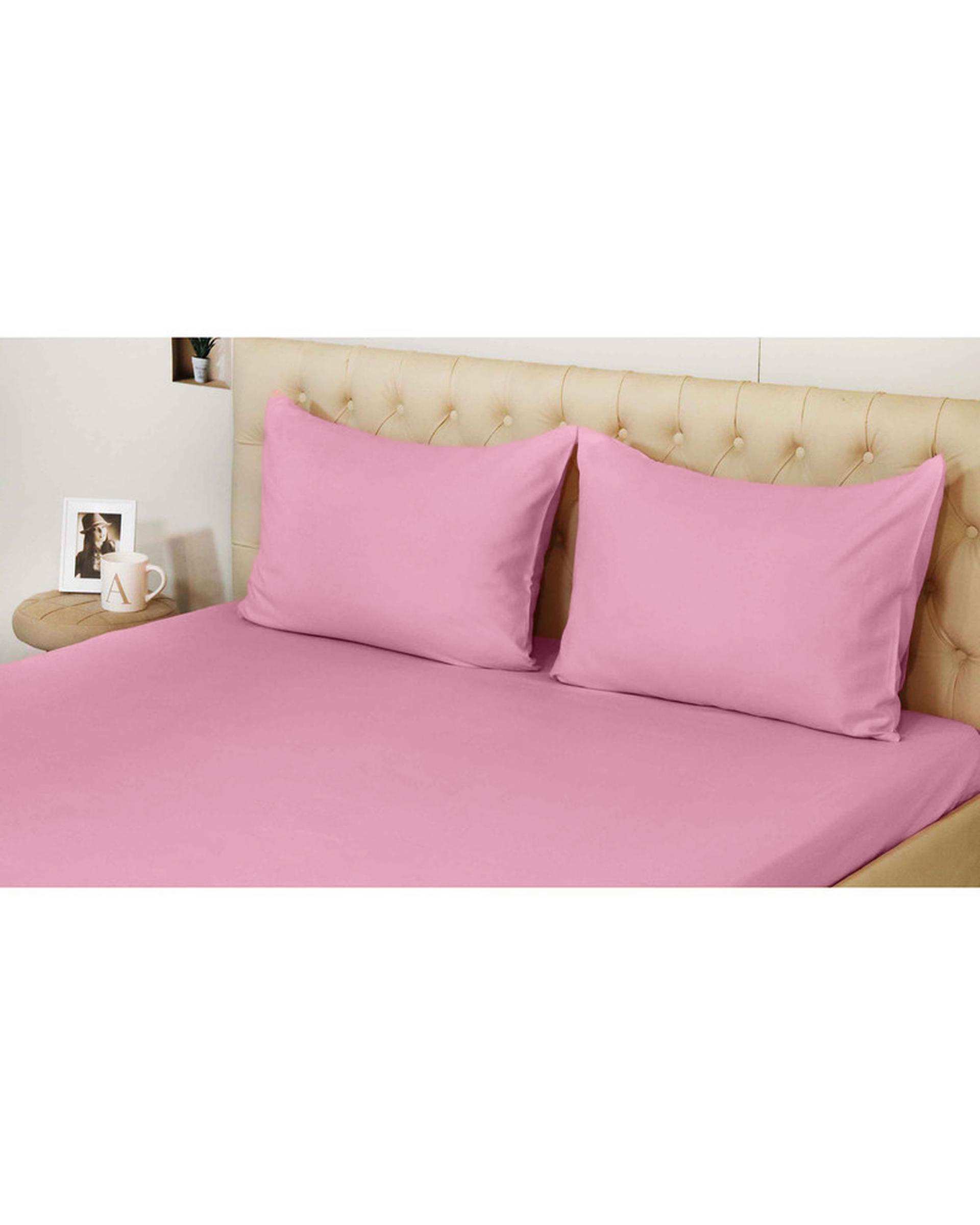سرویس ملحفه دو نفره 3 تکه صورتی مانیکا هوم Monica Home میکروپلاس مدل SIMPLE