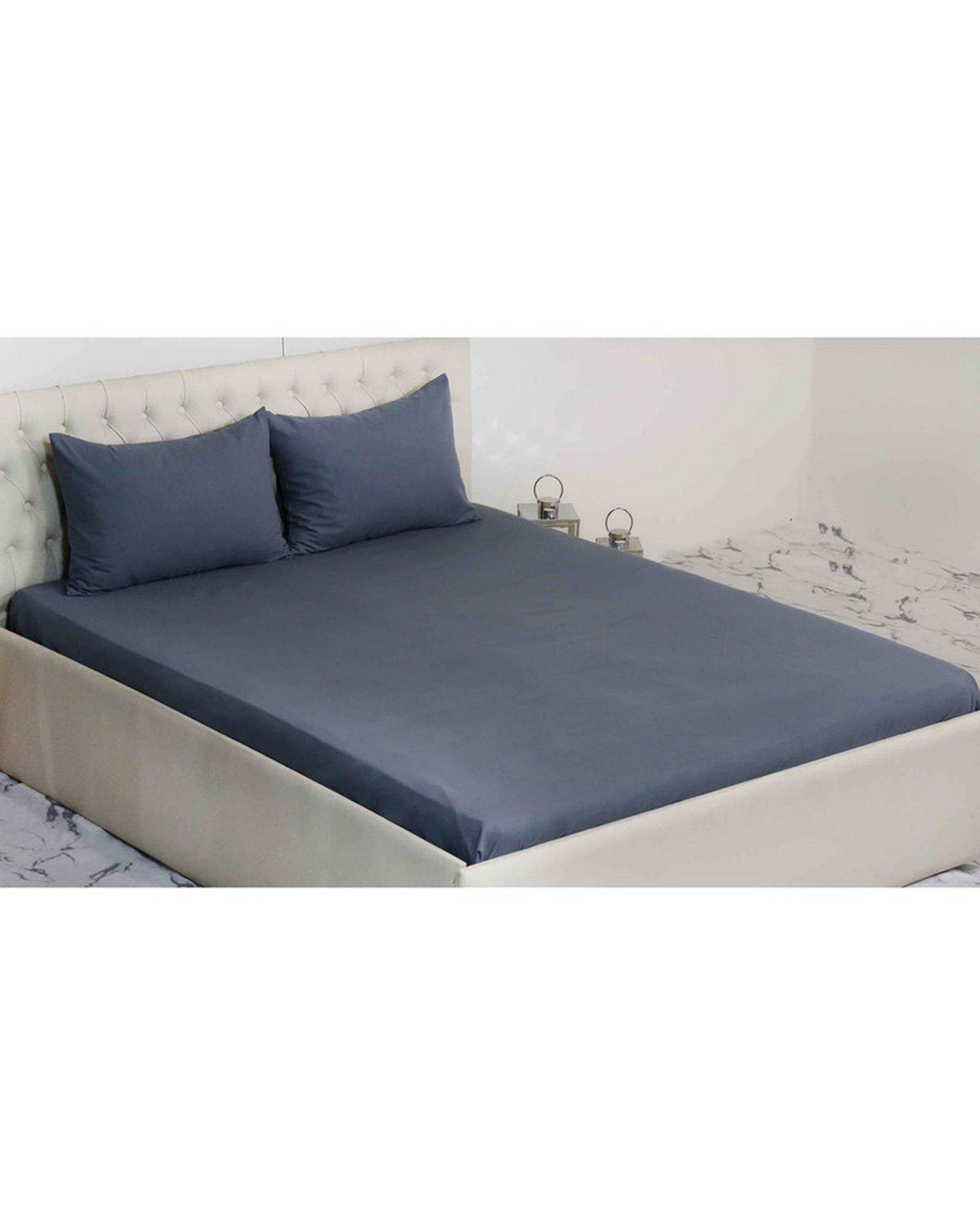 سرویس ملحفه دو نفره 3 تکه طوسی تیره مانیکا هوم Monica Home میکروپلاس مدل SIMPLE