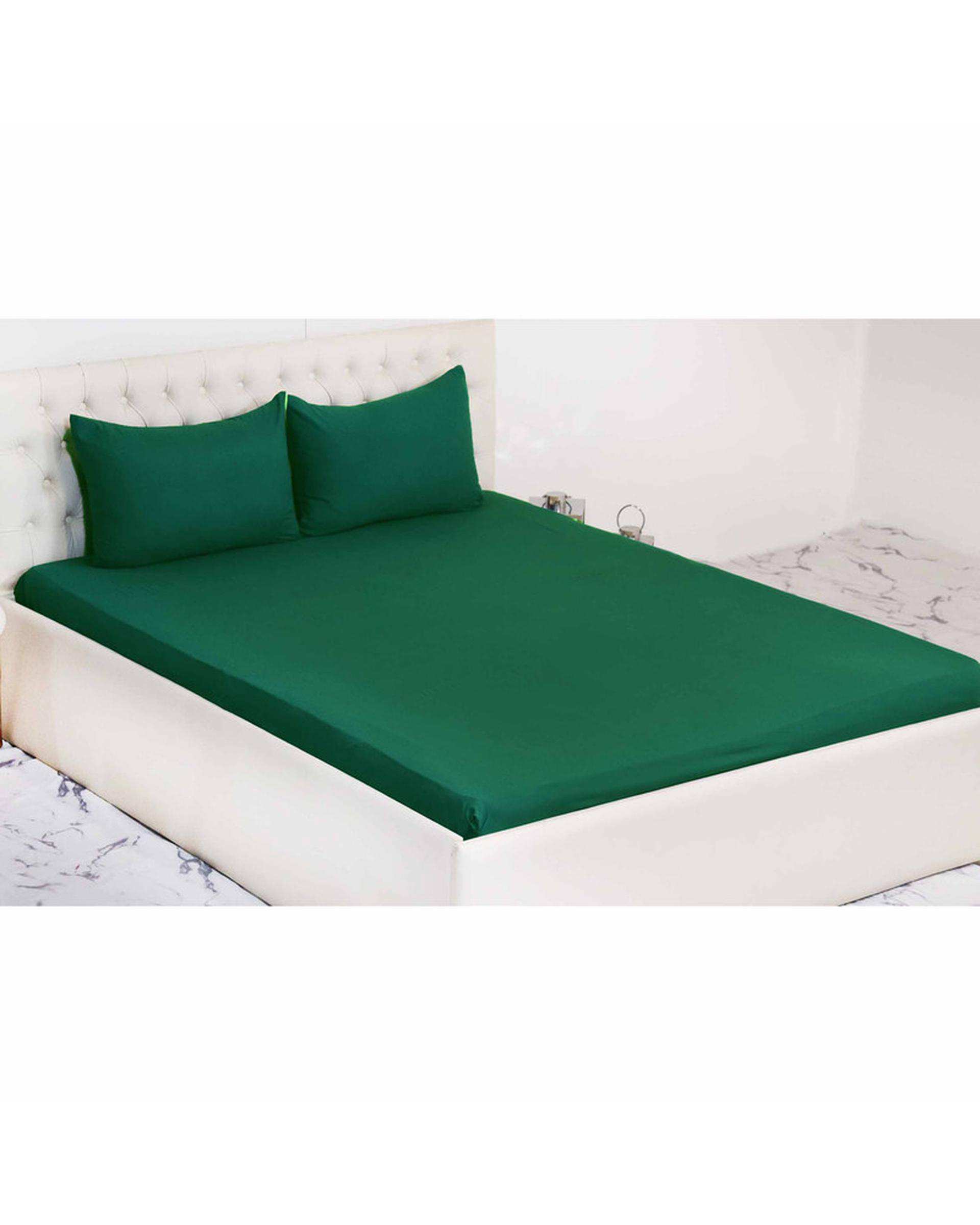 سرویس ملحفه دو نفره 3 تکه سبز مانیکا هوم Monica Home میکروپلاس مدل SIMPLE