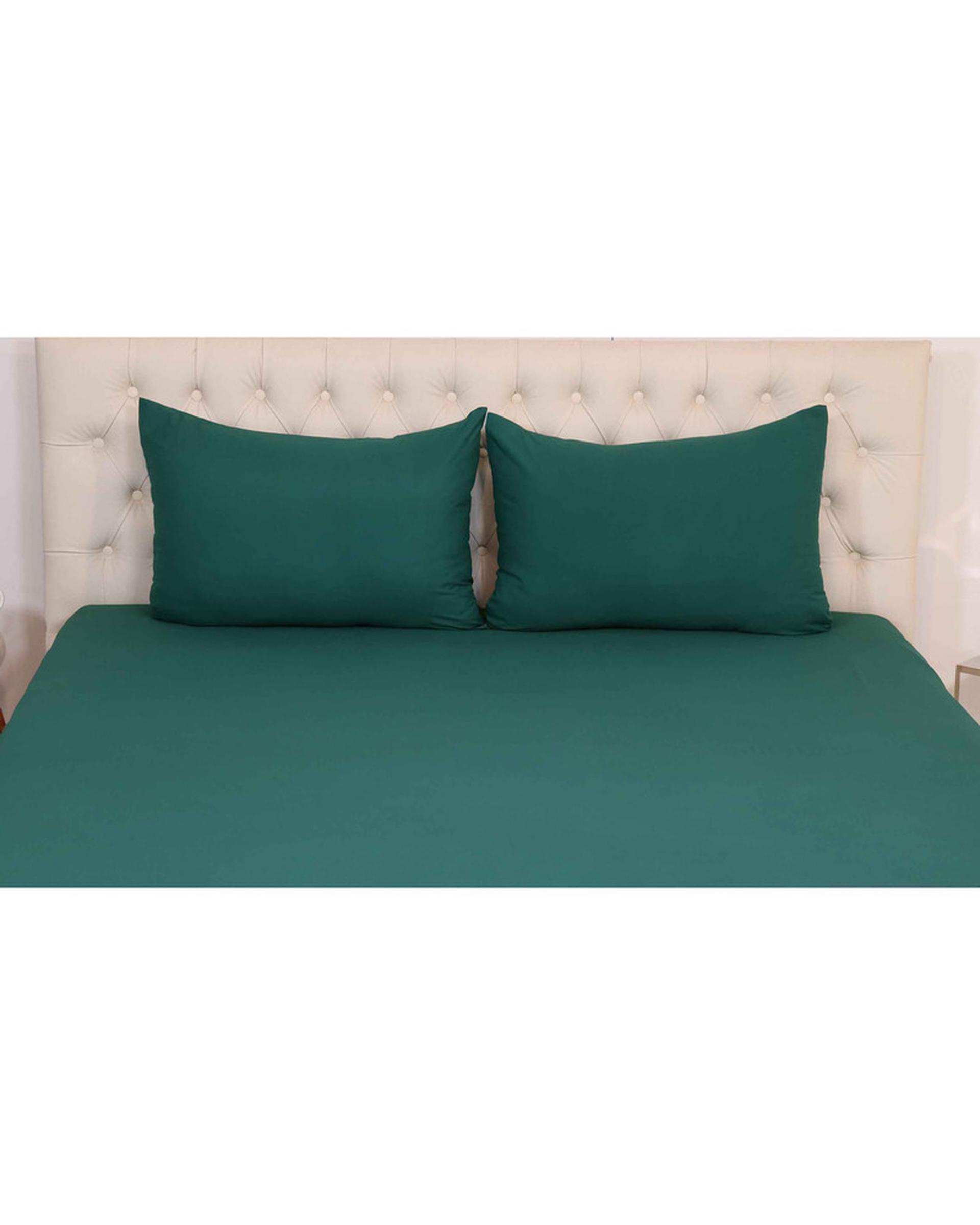 سرویس ملحفه دو نفره 3 تکه سبز مانیکا هوم Monica Home میکروپلاس مدل SIMPLE