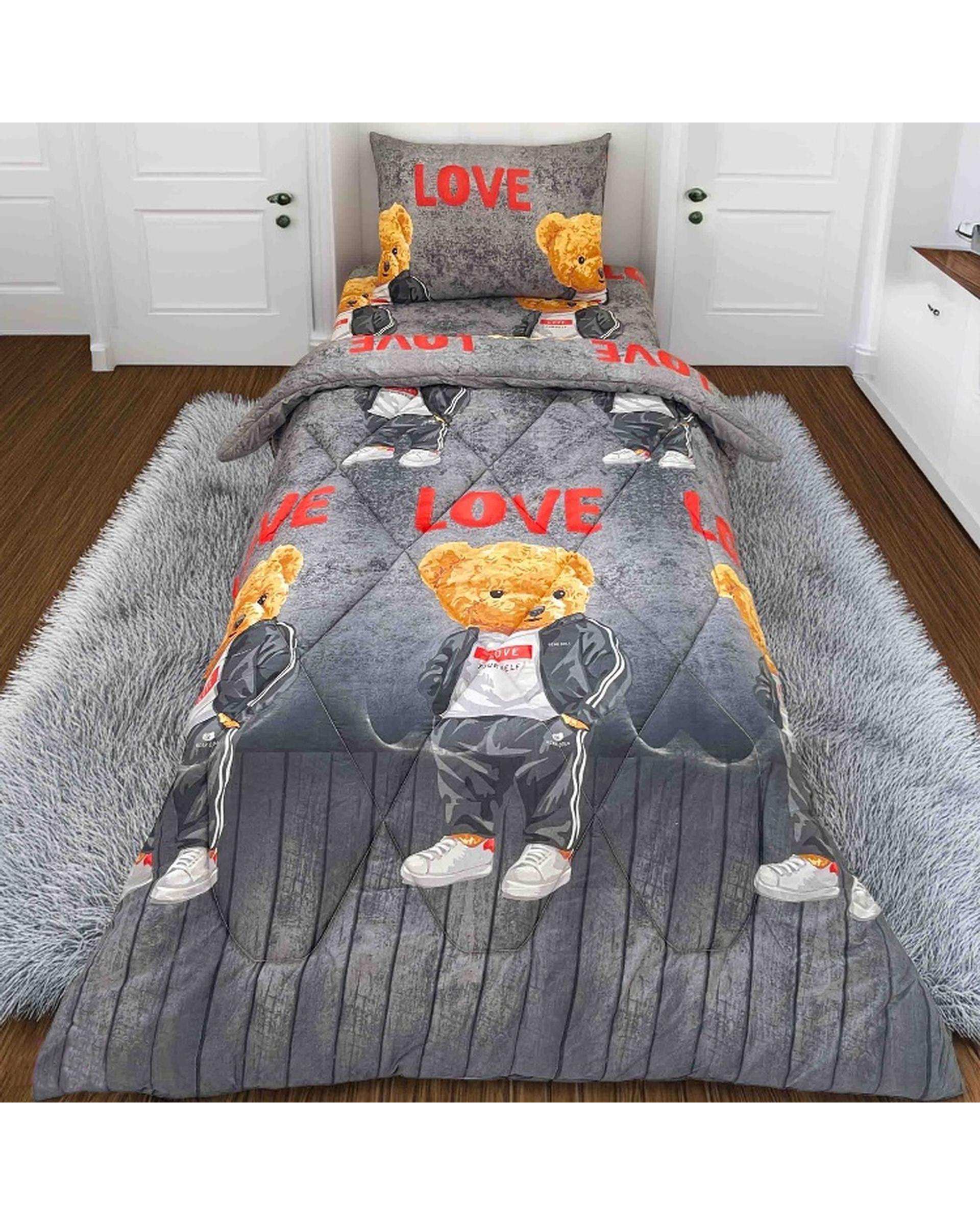 سرویس خواب یک نفره 3 تکه طوسی تیره مانیکا هوم Monica Home مدل لئو