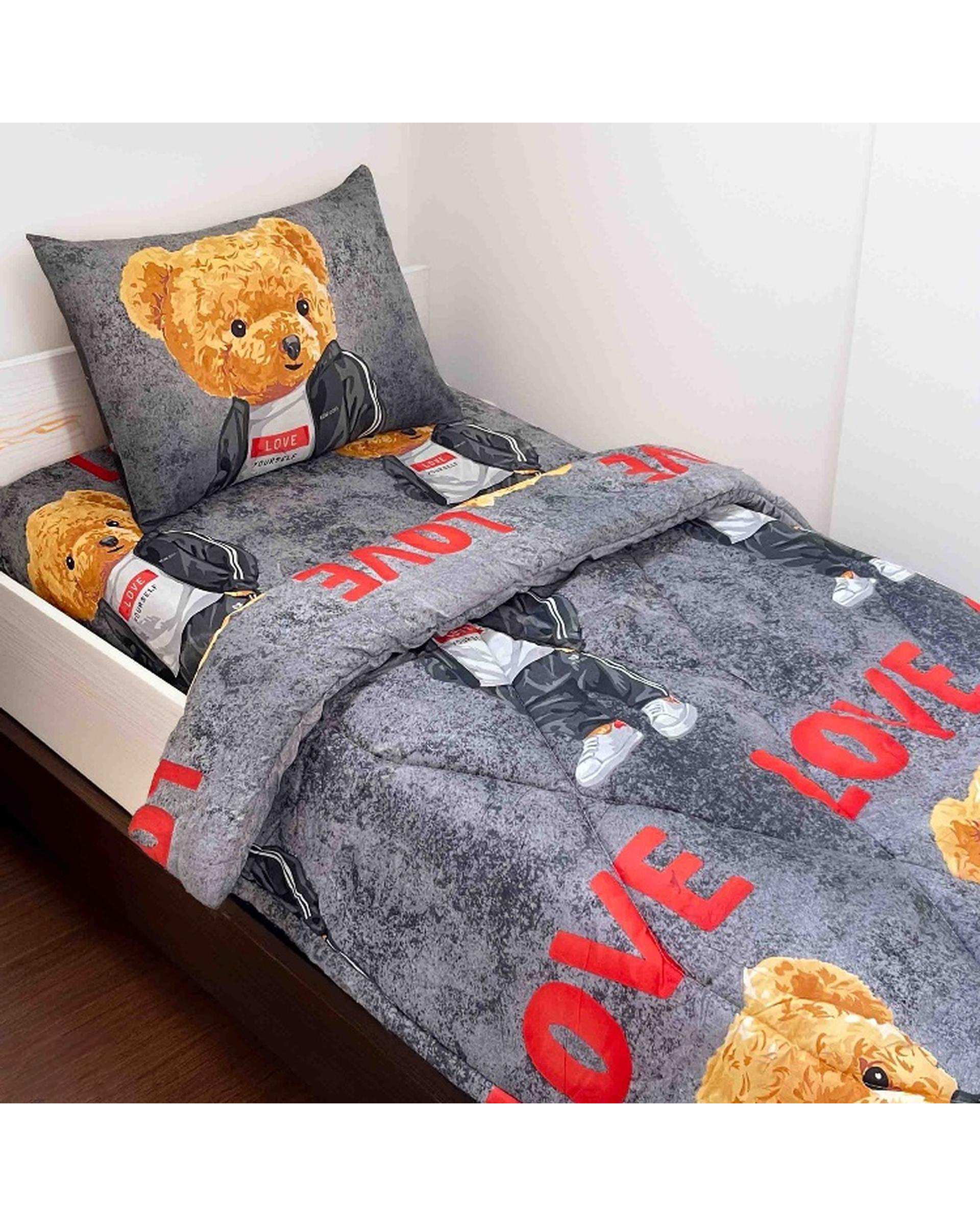 سرویس خواب یک نفره 3 تکه طوسی تیره مانیکا هوم Monica Home مدل لئو