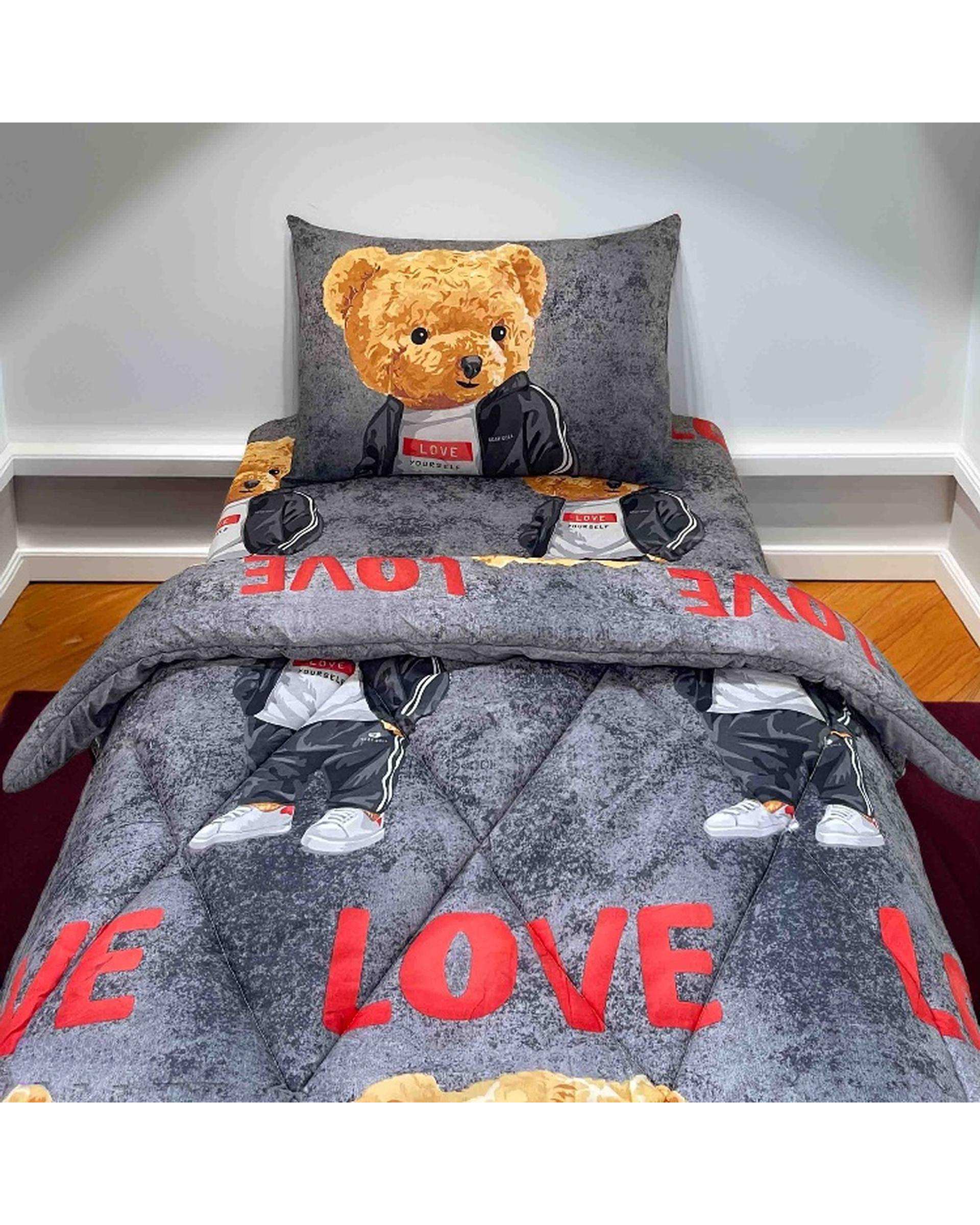 سرویس خواب یک نفره 3 تکه طوسی تیره مانیکا هوم Monica Home مدل لئو