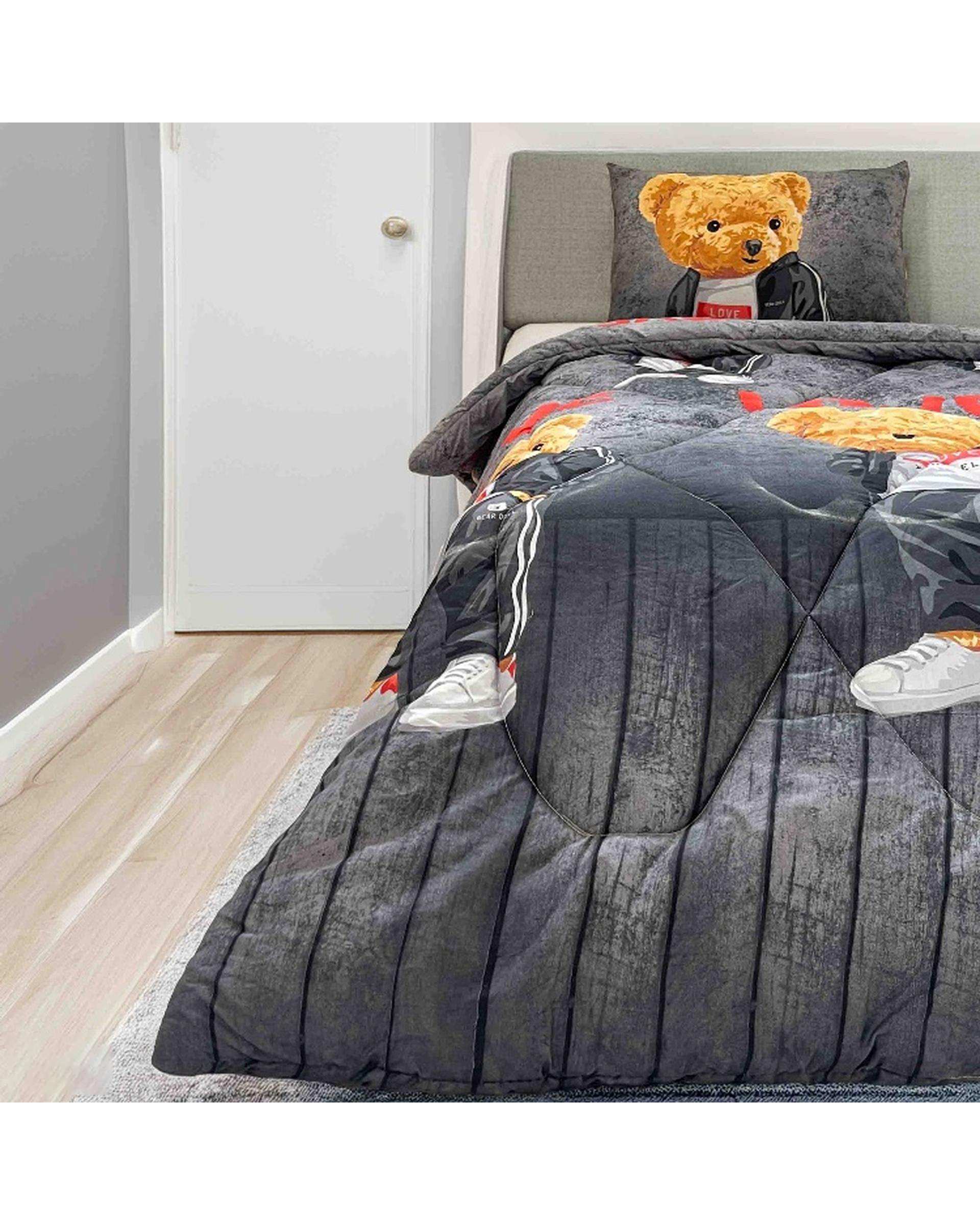 سرویس خواب یک نفره 3 تکه طوسی تیره مانیکا هوم Monica Home مدل لئو