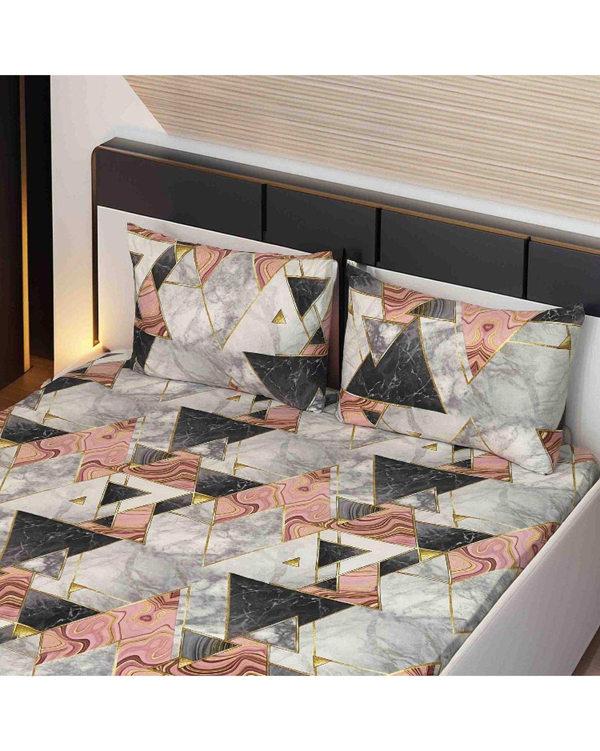 سرویس خواب دو نفره 4 تکه صورتی طوسی مانیکا هوم Monica Home مدل والنتینا