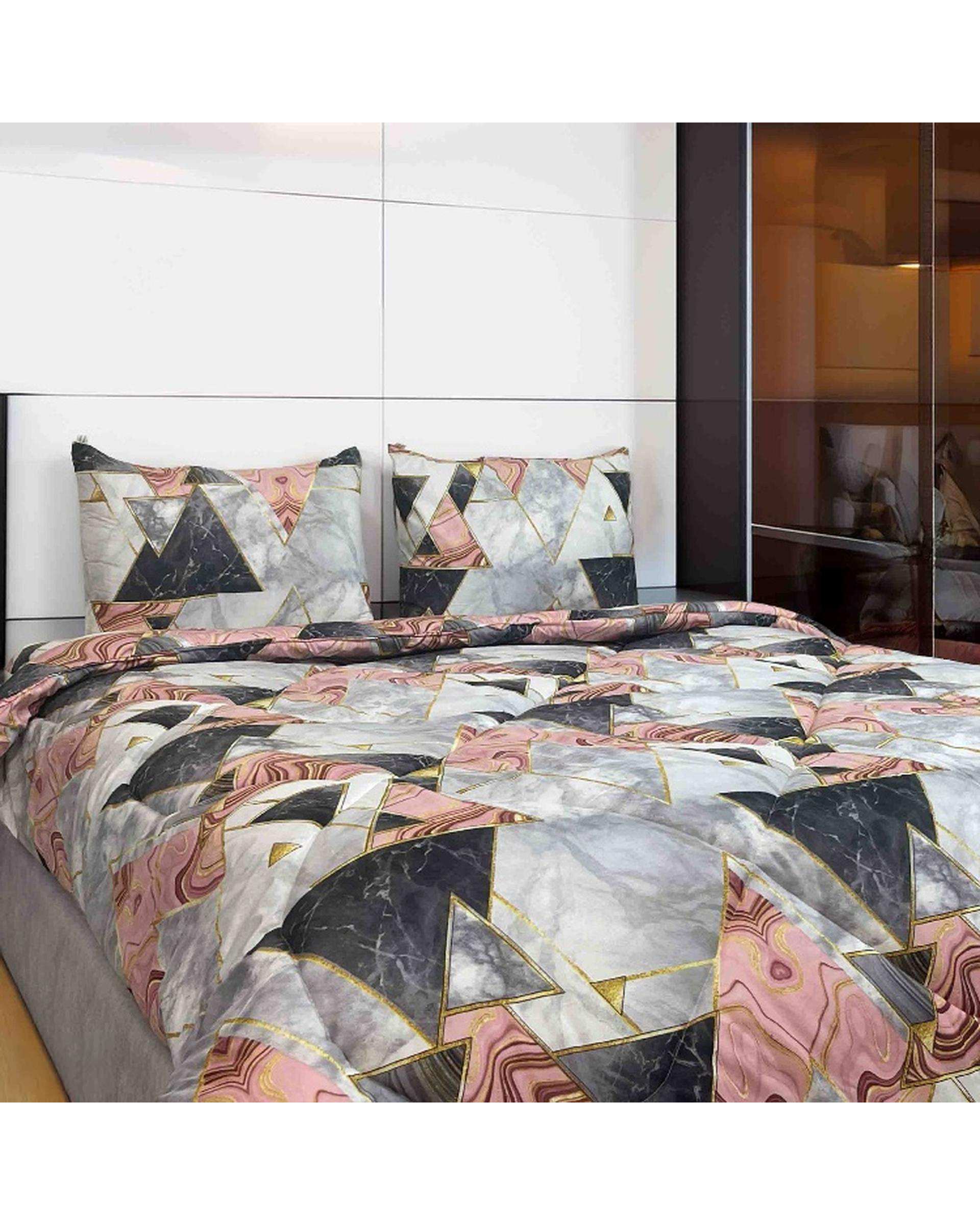سرویس خواب دو نفره 4 تکه صورتی طوسی مانیکا هوم Monica Home مدل والنتینا