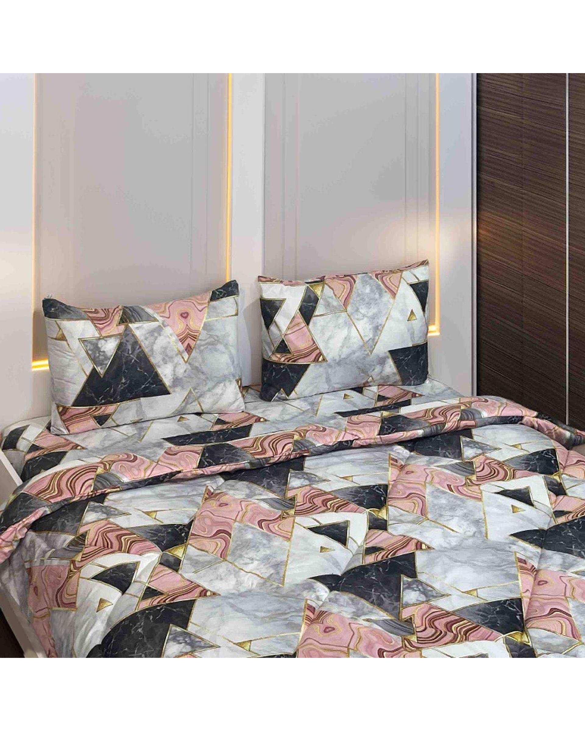 سرویس خواب دو نفره 4 تکه صورتی طوسی مانیکا هوم Monica Home مدل والنتینا