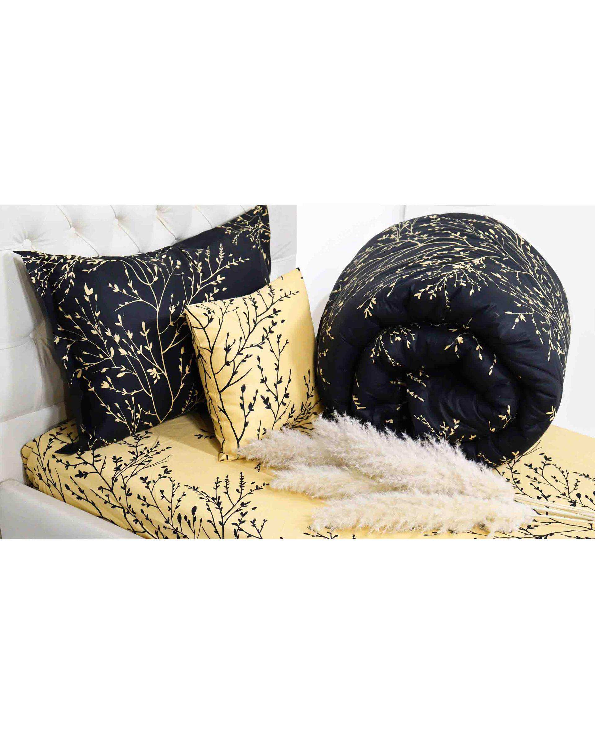 سرویس خواب یک نفره 4 تکه مشکی مانیکا هوم Monica Home مدل Ada Gold