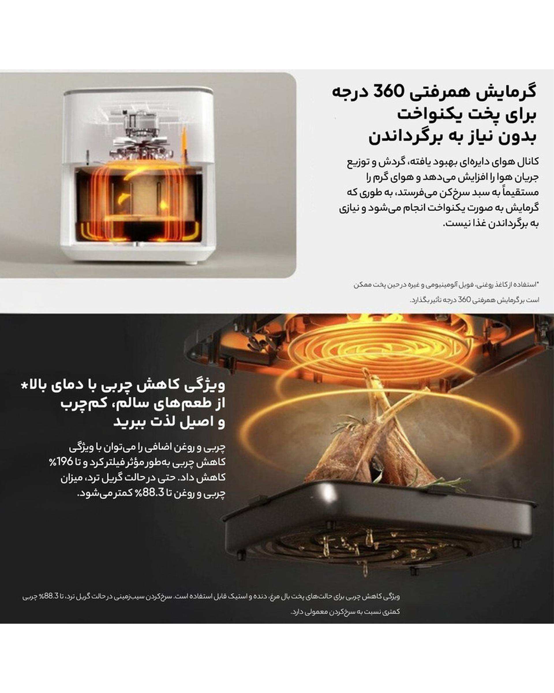 هواپز و سرخ کن بدون روغن سفید شیائومی Xiaomi مدل Air Fryer 6.5L