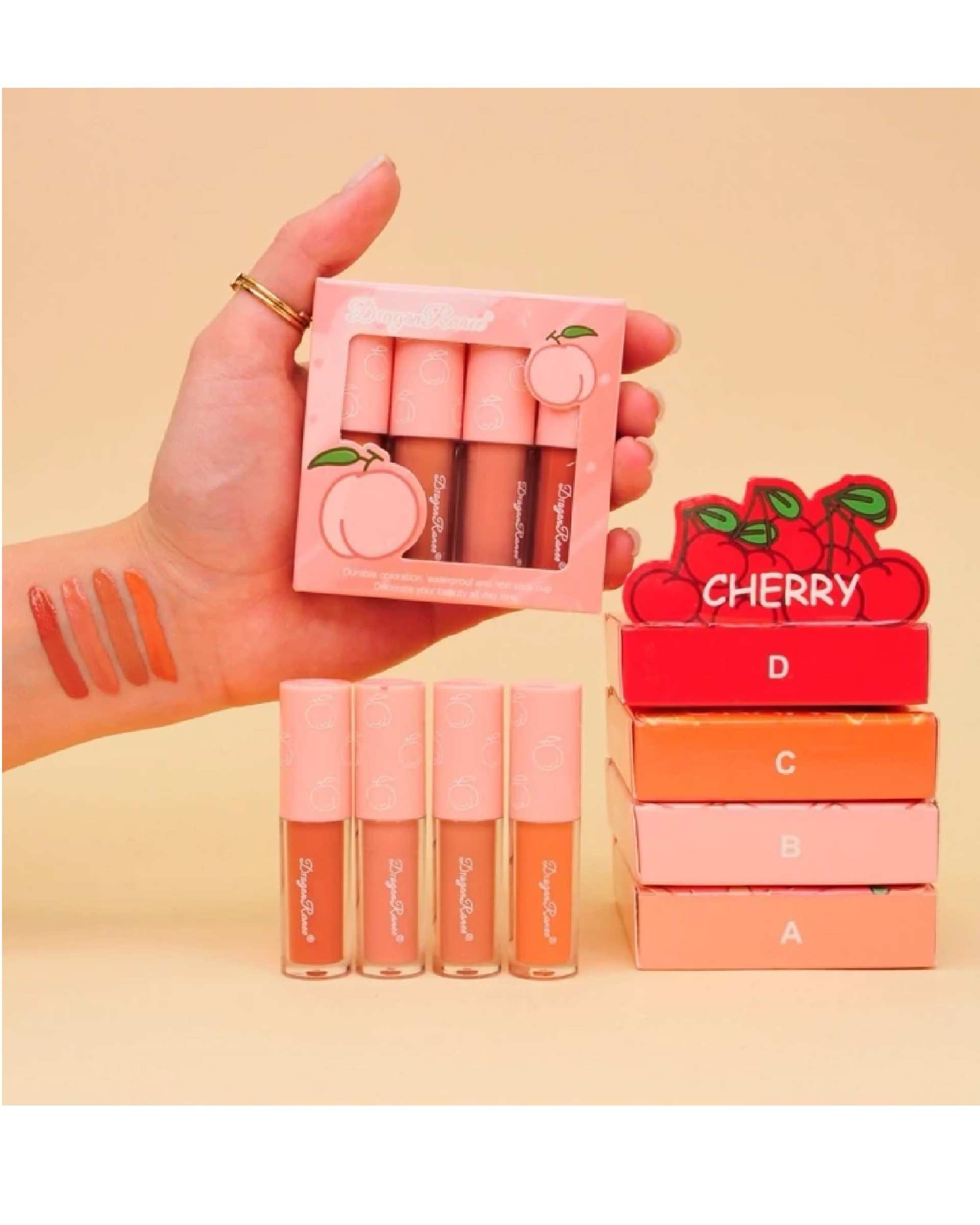 رژ لب مایع مات دراگون رانی Dragon Ranee مدل Peach بسته 4 عددی