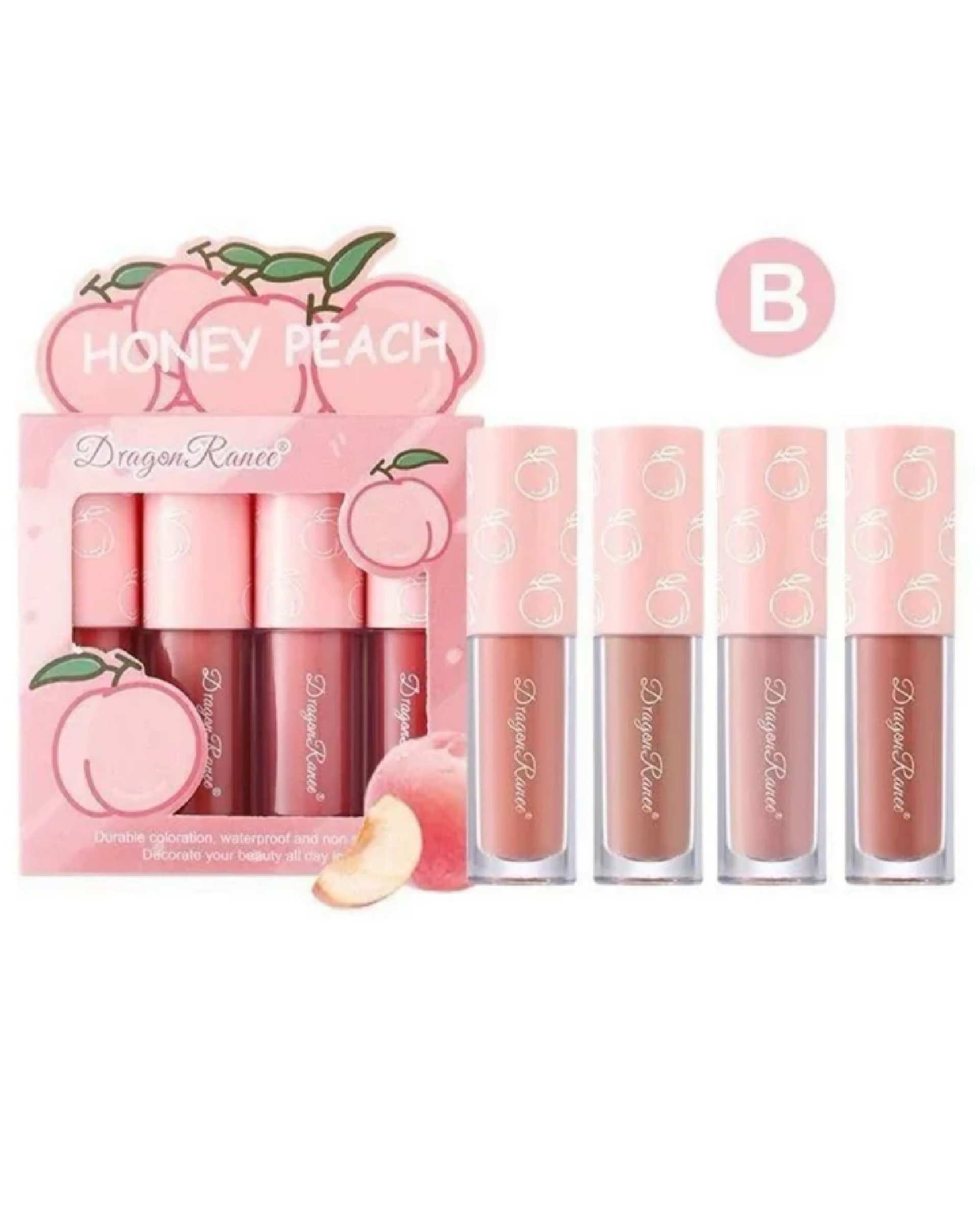 رژ لب مایع مات دراگون رانی Dragon Ranee مدل Peach بسته 4 عددی