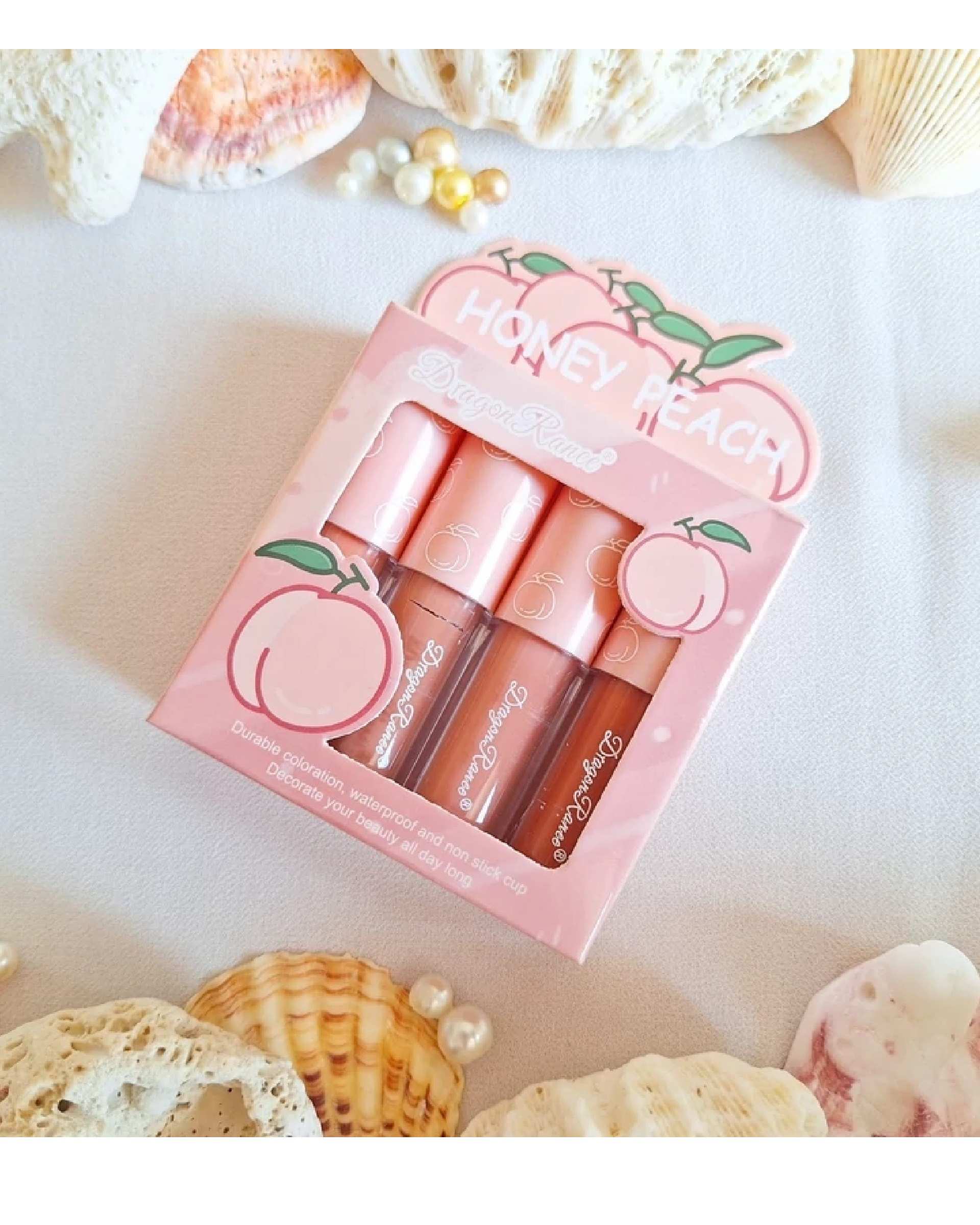 رژ لب مایع مات دراگون رانی Dragon Ranee مدل Peach بسته 4 عددی